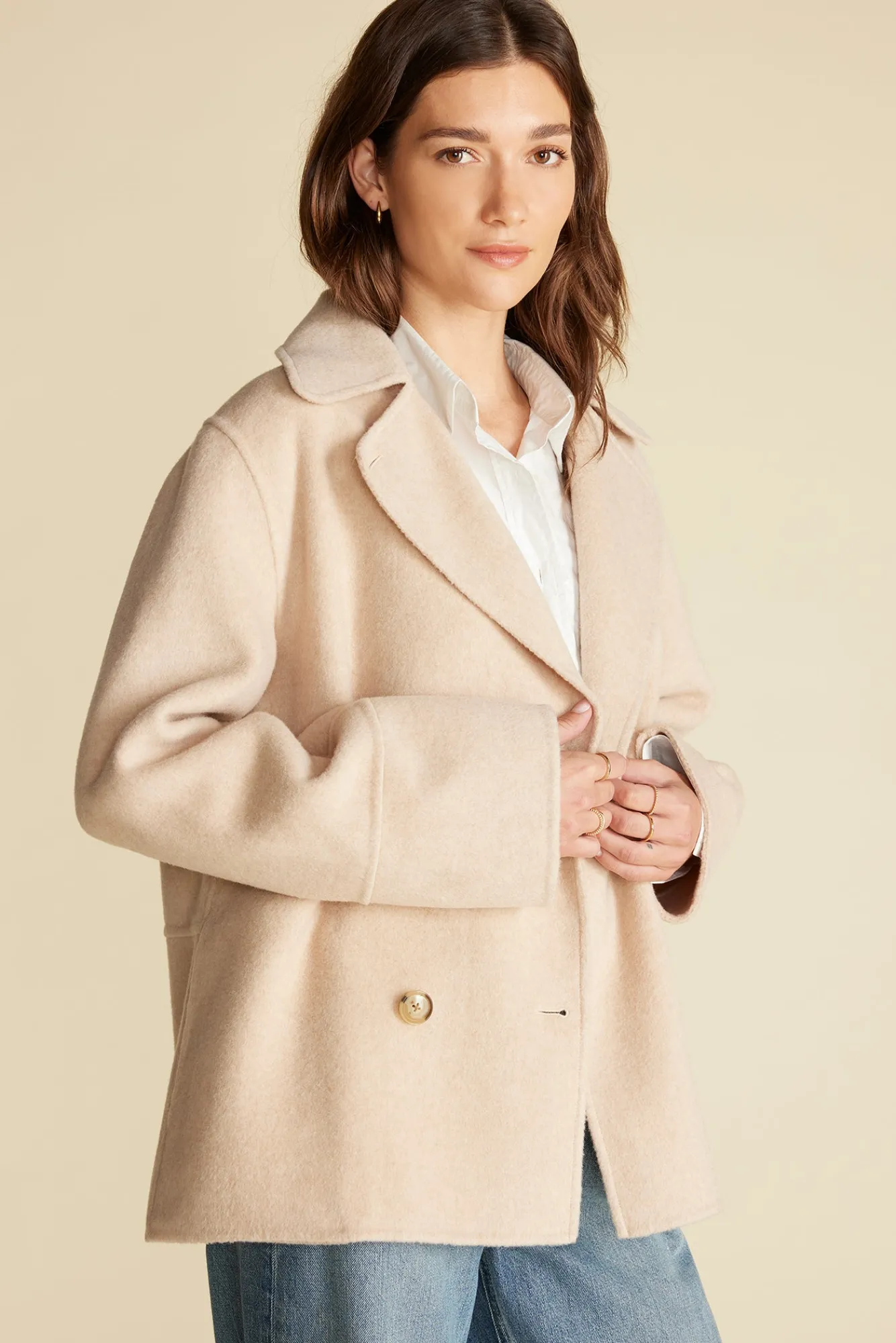 Amour Vert Marcel Wool Pea C- Jackets & Outerwear|Clearance