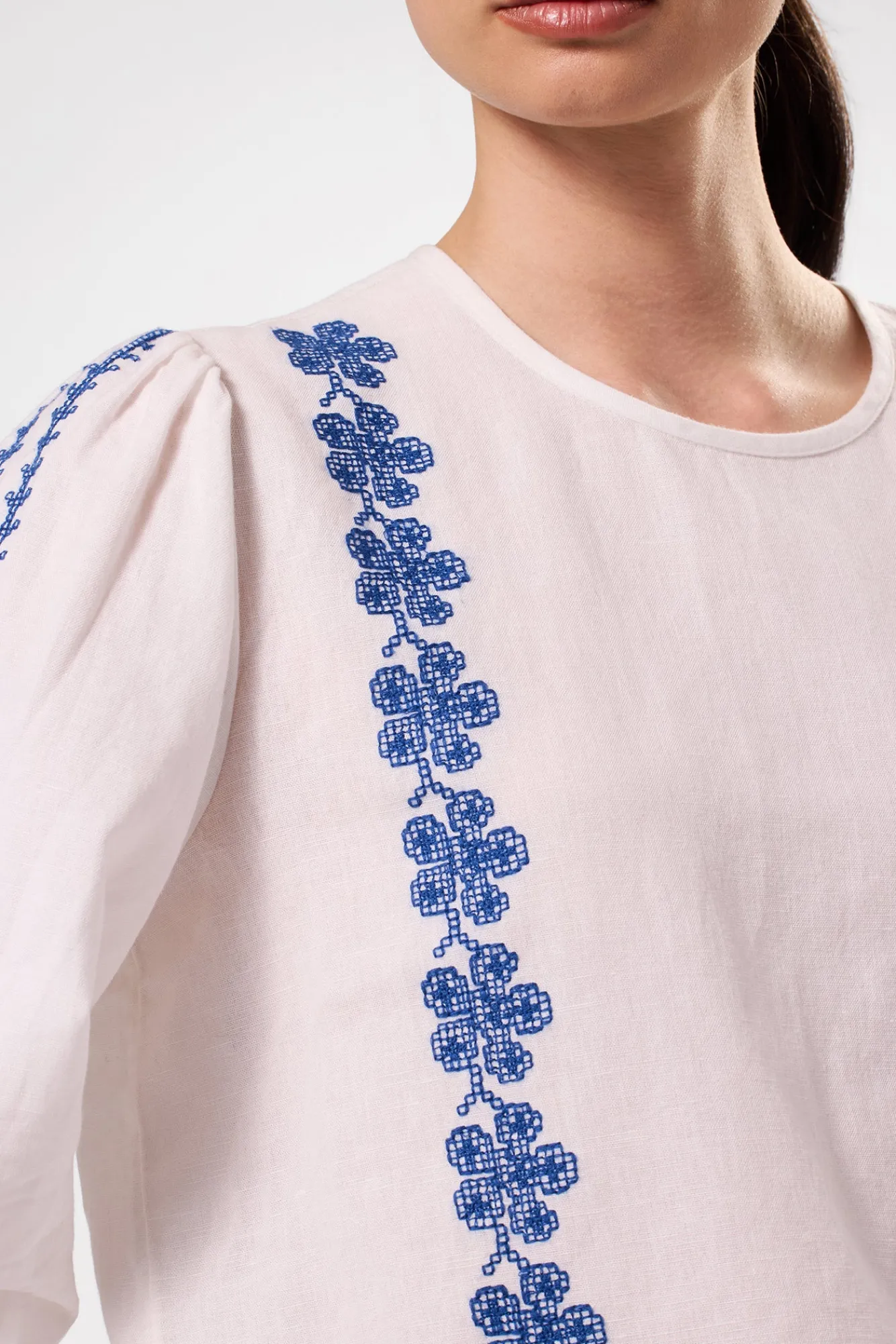 Amour Vert Placed Embroidery Blouse- Tops|Clearance