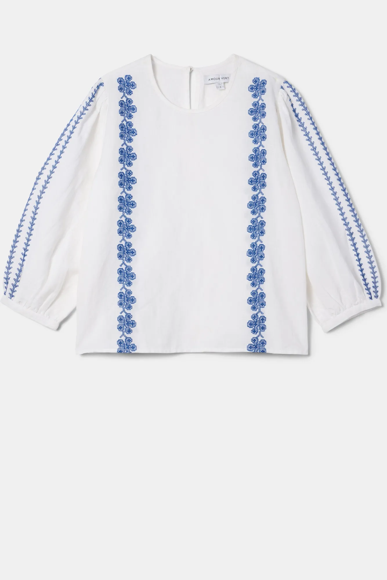 Amour Vert Placed Embroidery Blouse- Tops|Clearance