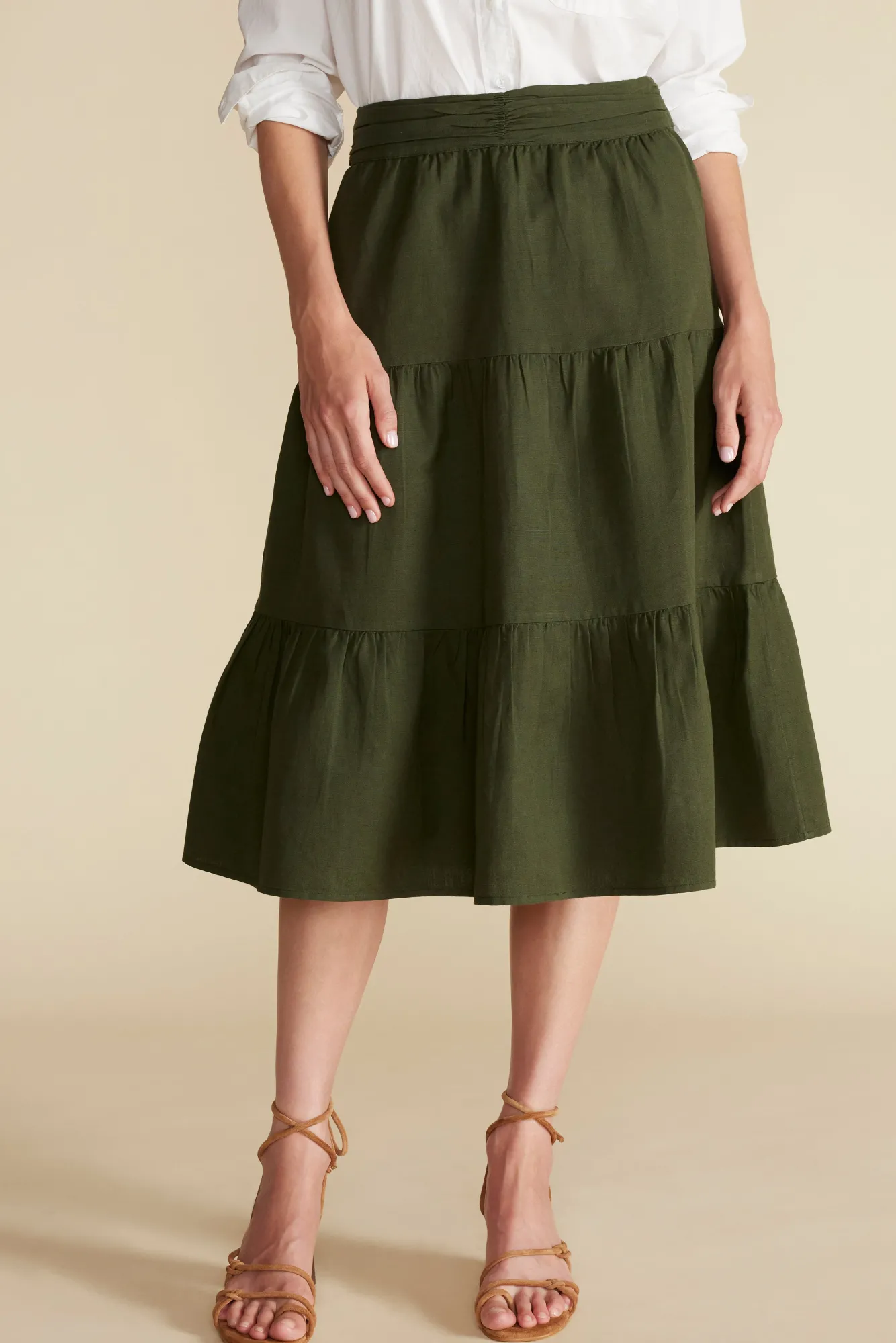 Amour Vert Silas Cotton Linen Skirt- Skirts|Clearance