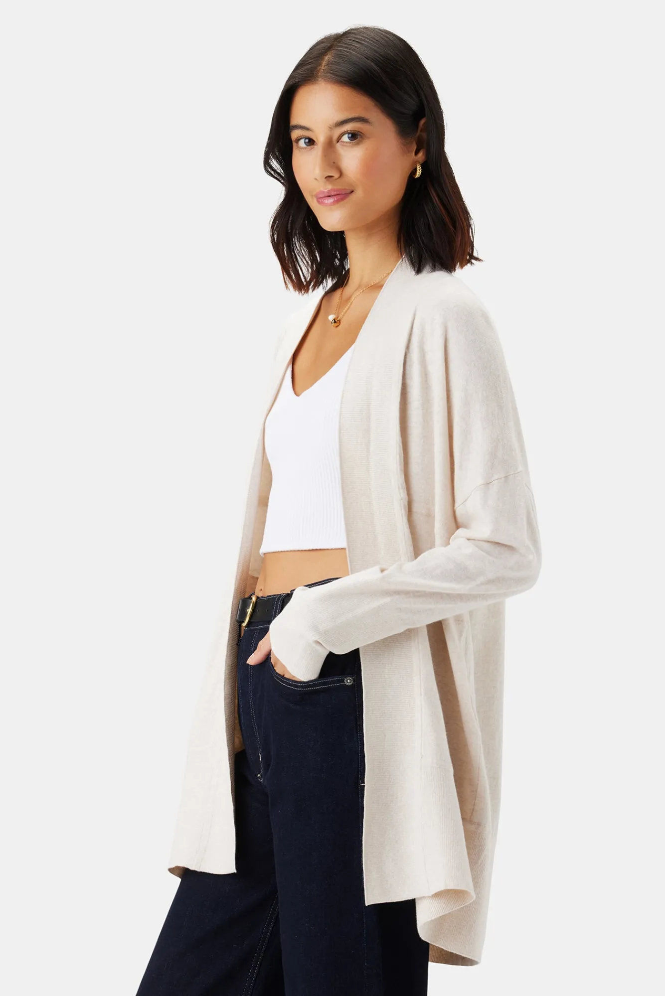 Amour Vert Bailey Flaxen Eco Cardigan- Sweaters & Cardigans|Clearance