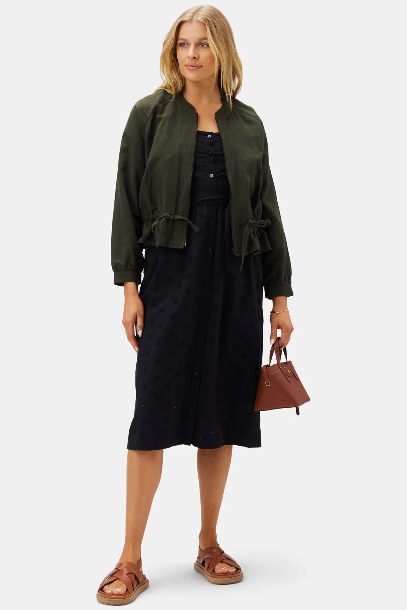 Amour Vert Irene Organic Cotton Eyelet Dress- Dresses|Clearance