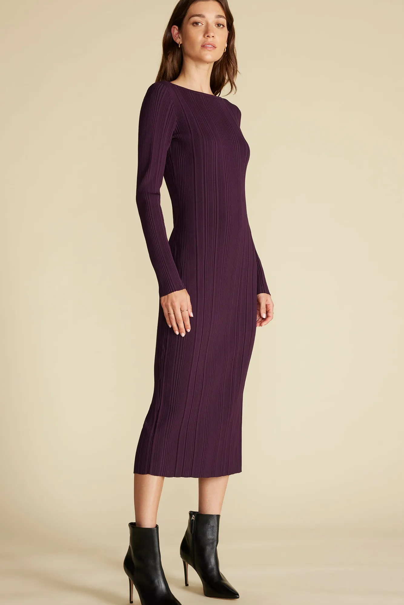 Amour Vert Chantae Boatneck Rib Dress- Dresses|Clearance