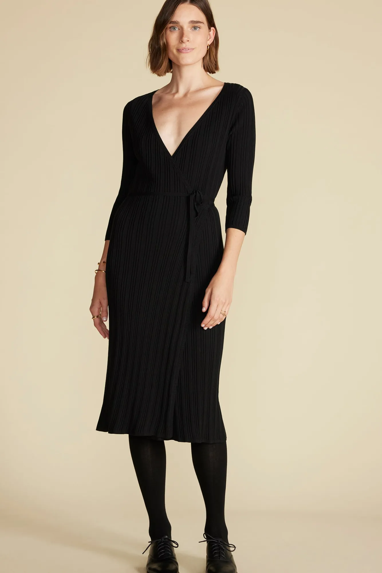 Amour Vert Ila Knit Wrap Dress- Dresses|Clearance