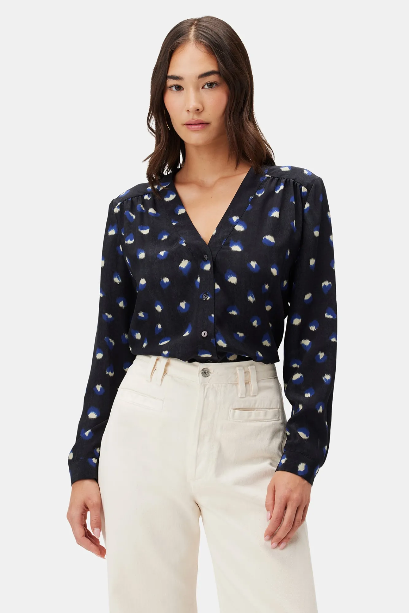 Amour Vert Kaya Washable Silk Blouse- Tops