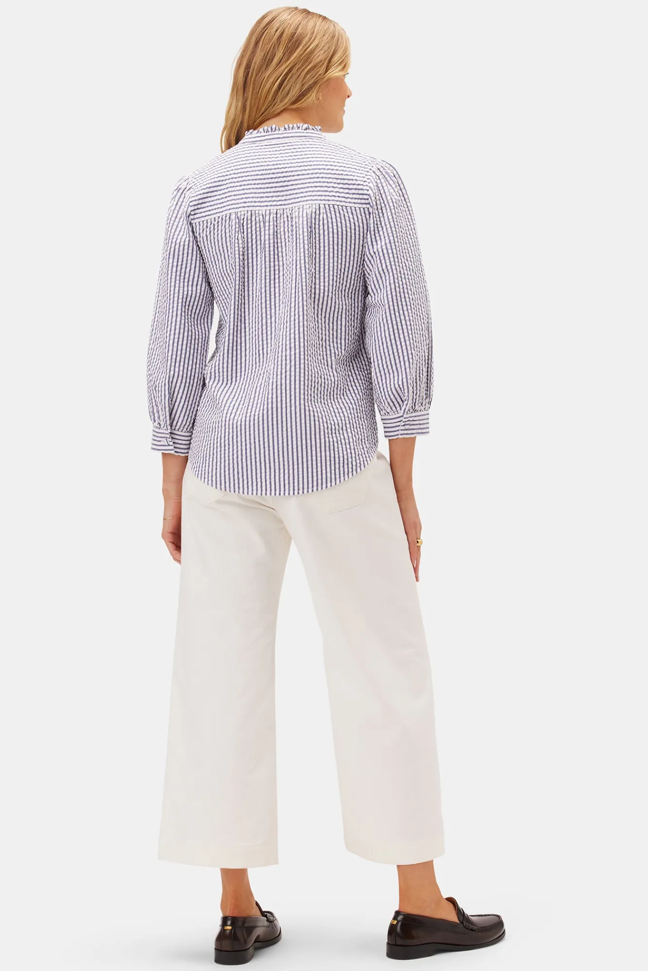 Amour Vert Charlotte Seersucker Blouse- Tops|Clearance