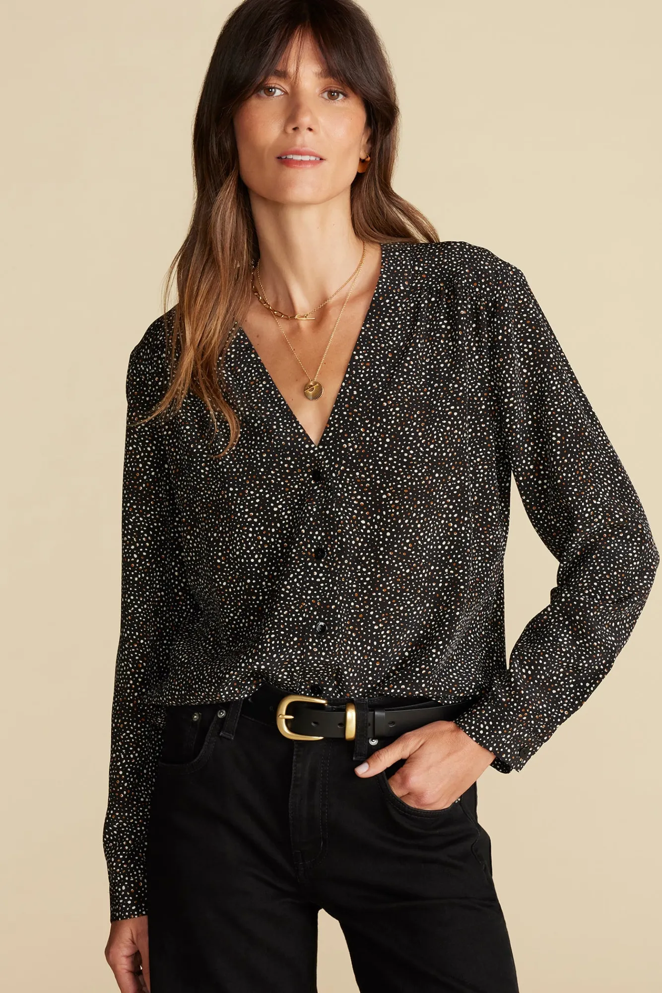 Amour Vert Kaya Washable Silk Blouse- Blouses & Shirts|Tops