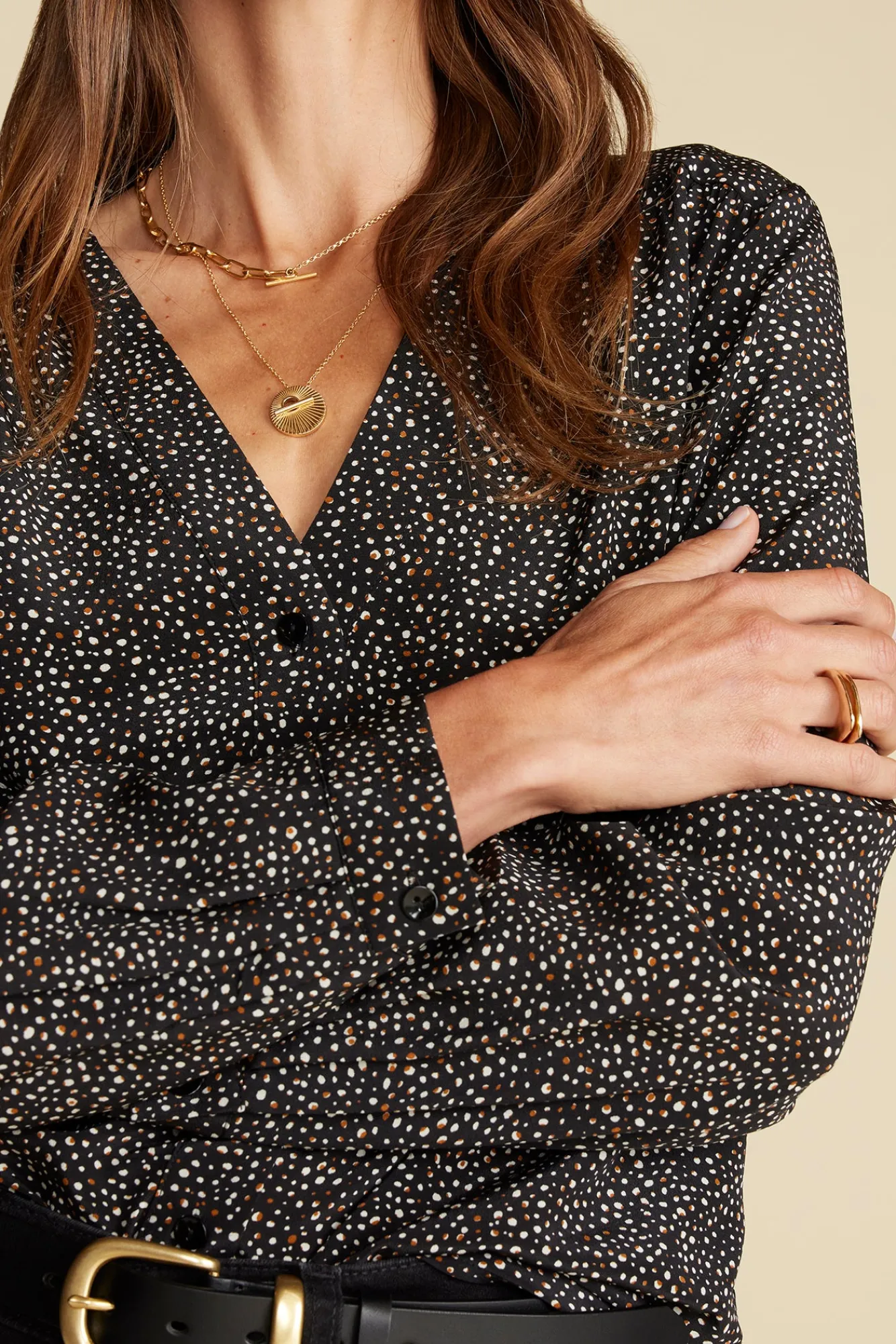 Amour Vert Kaya Washable Silk Blouse- Blouses & Shirts|Tops