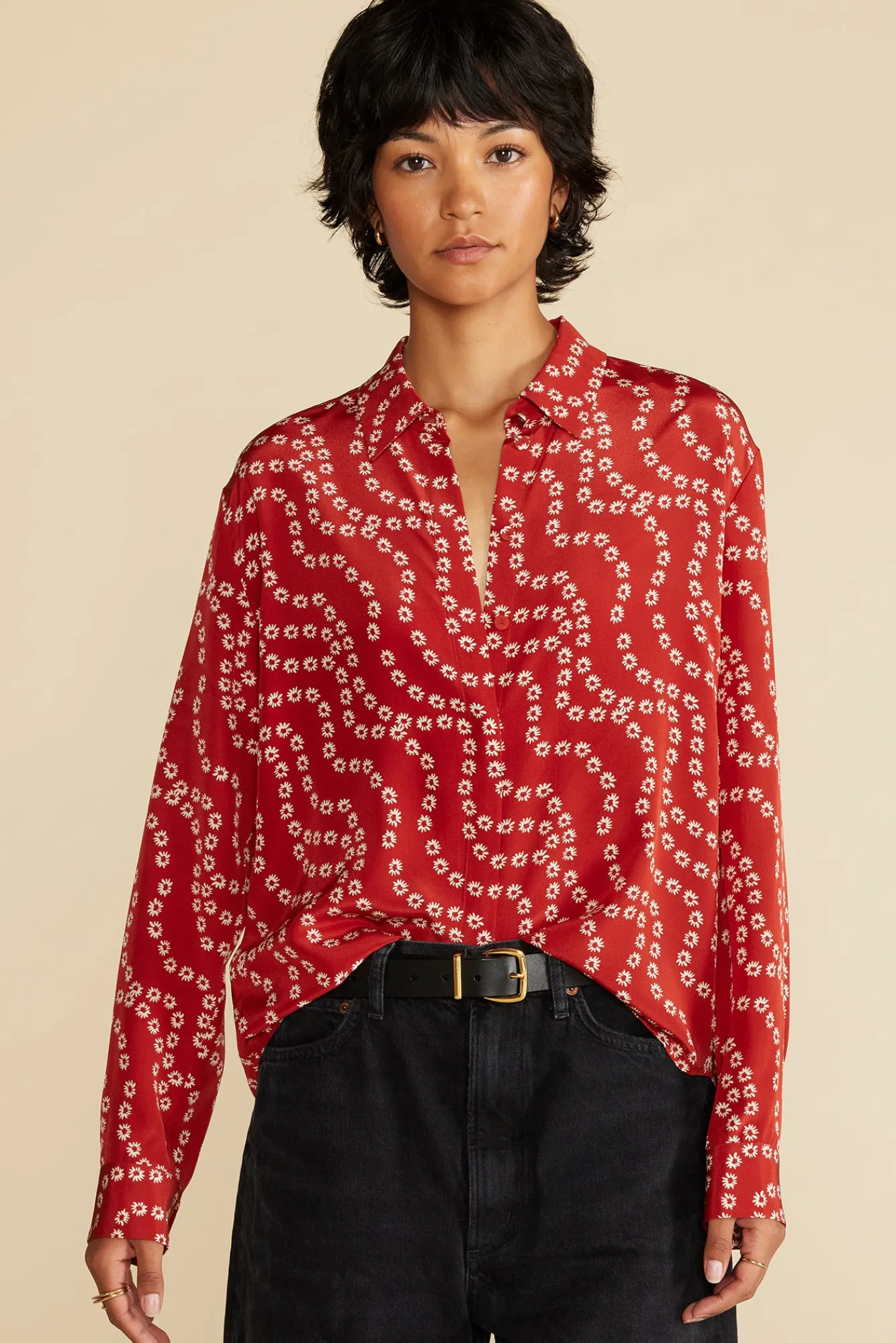 Amour Vert Bixby Washable Silk Blouse- Tops|Blouses & Shirts