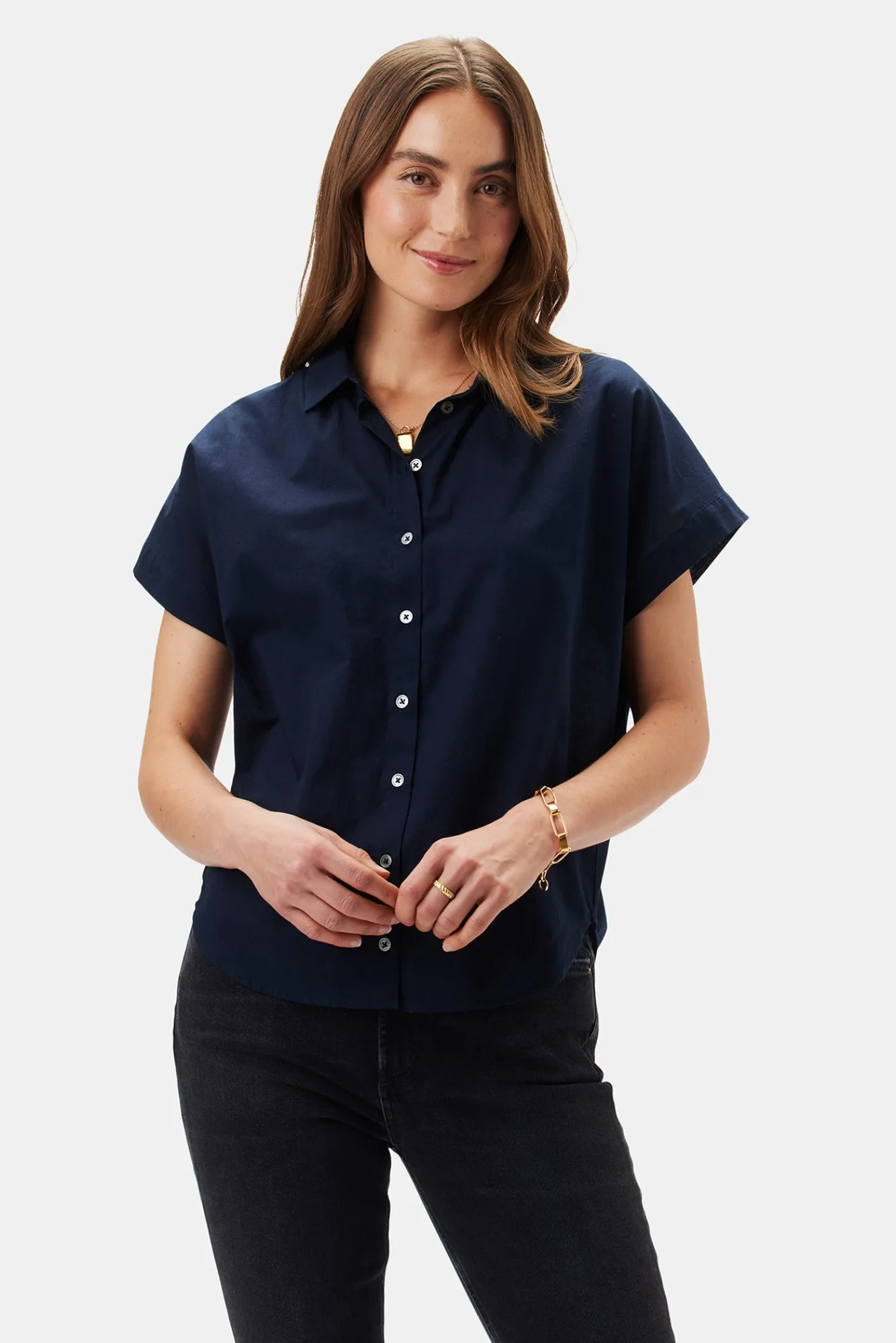 Amour Vert Renata Full Placket Blouse- Tops|Clearance