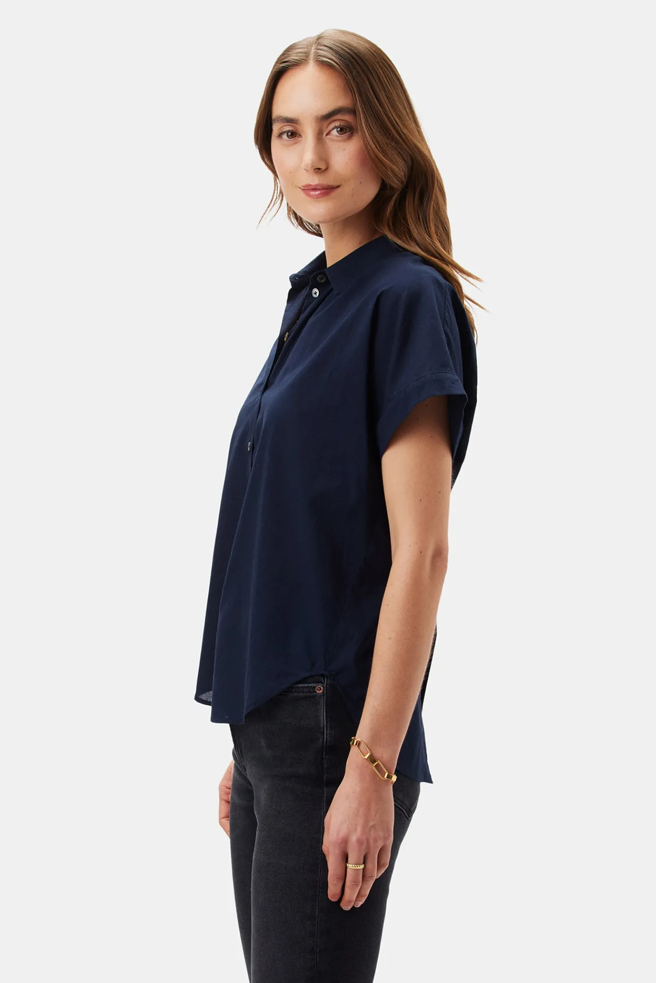 Amour Vert Renata Full Placket Blouse- Tops|Clearance
