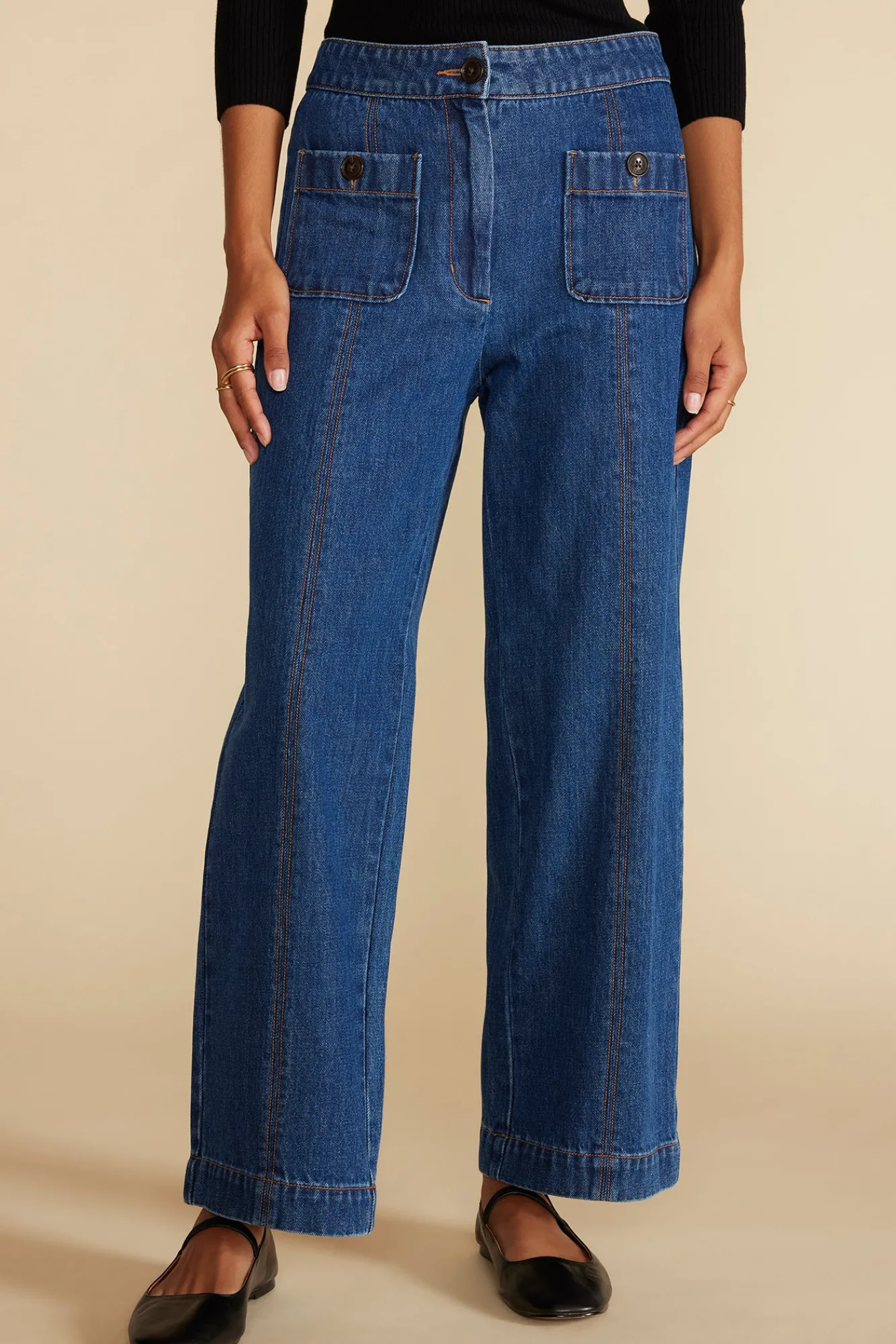 Amour Vert Alete Patch Pocket Jean- Pants|Denim