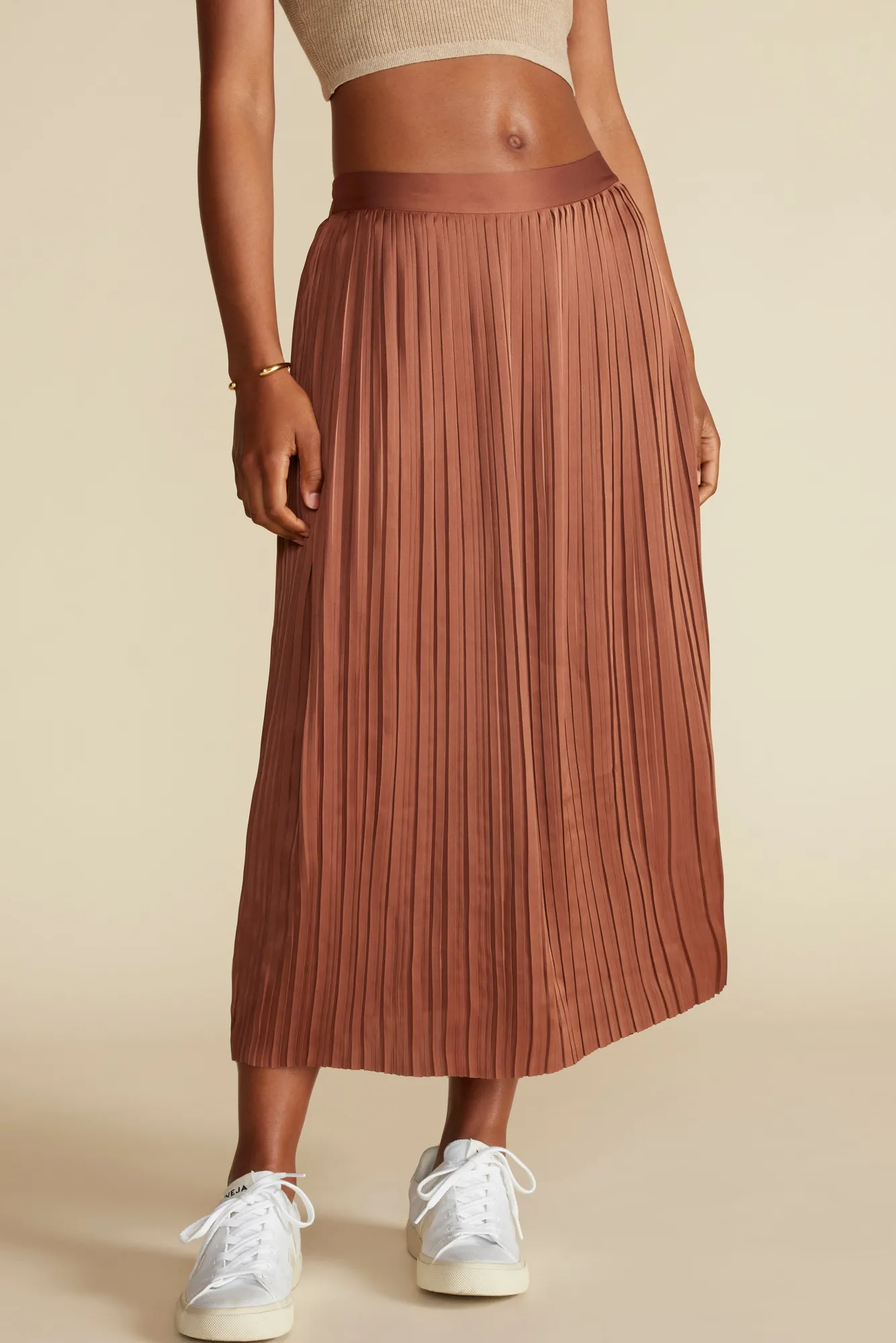 Amour Vert Blaze Pleated Recycled Sateen Skirt- Skirts|Clearance