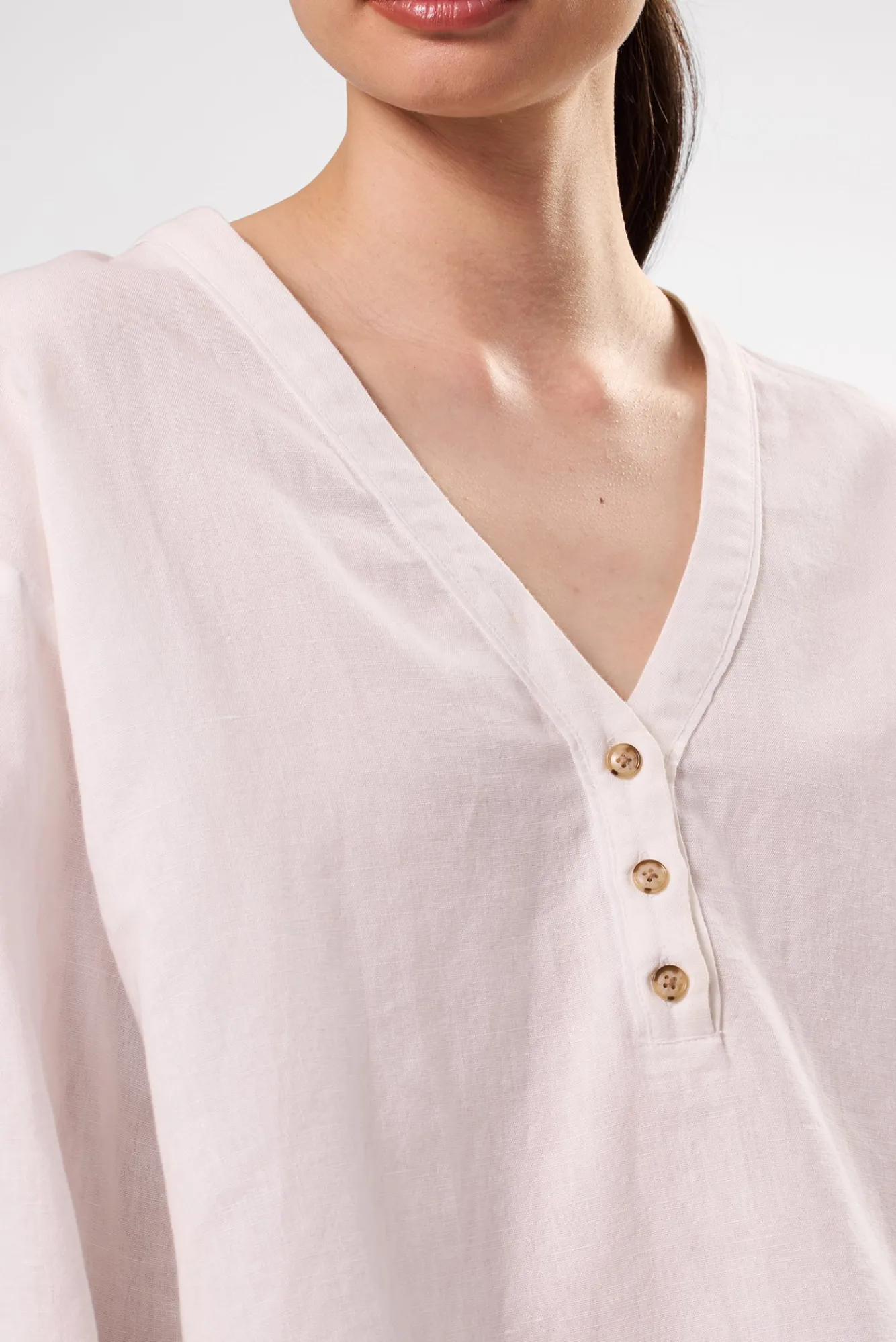 Amour Vert Esme Cotton Linen Blouse- Tops|Clearance