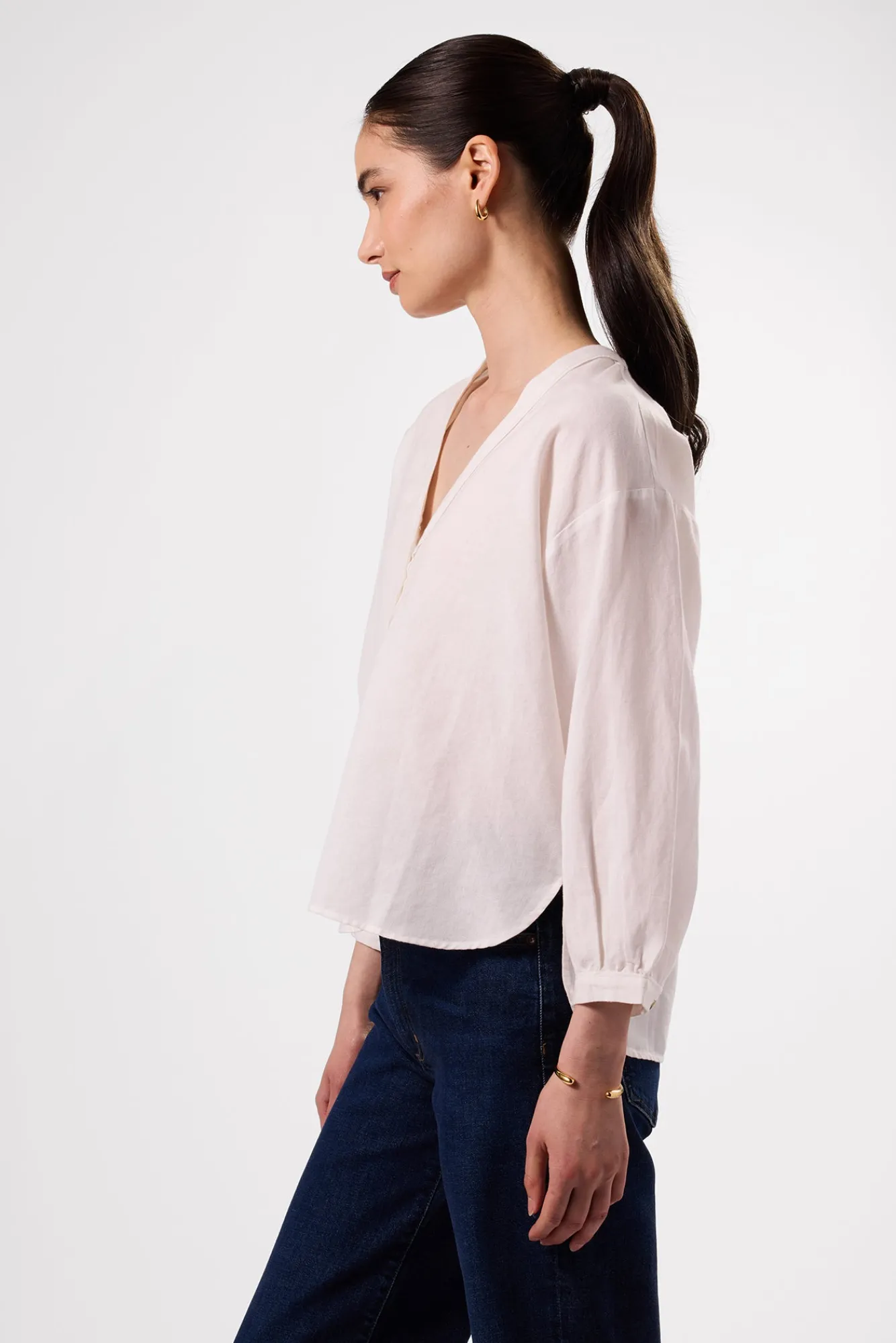 Amour Vert Esme Cotton Linen Blouse- Tops|Clearance