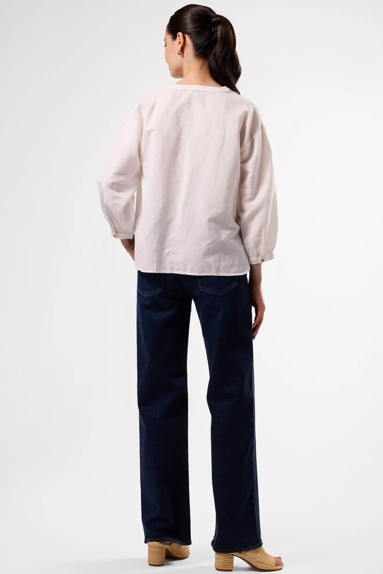 Amour Vert Esme Cotton Linen Blouse- Tops|Clearance