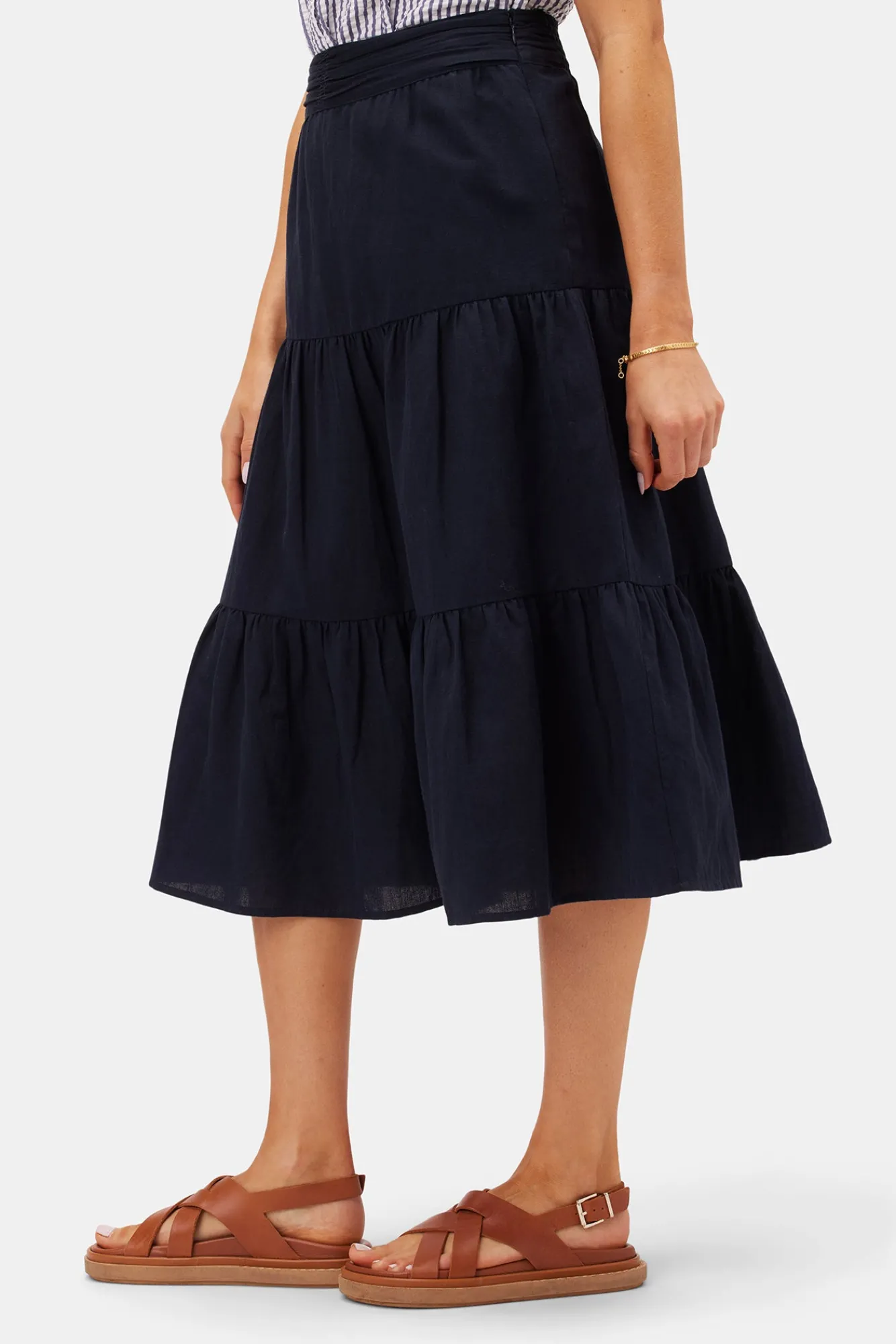 Amour Vert Silas Cotton Linen Skirt- Skirts|Clearance