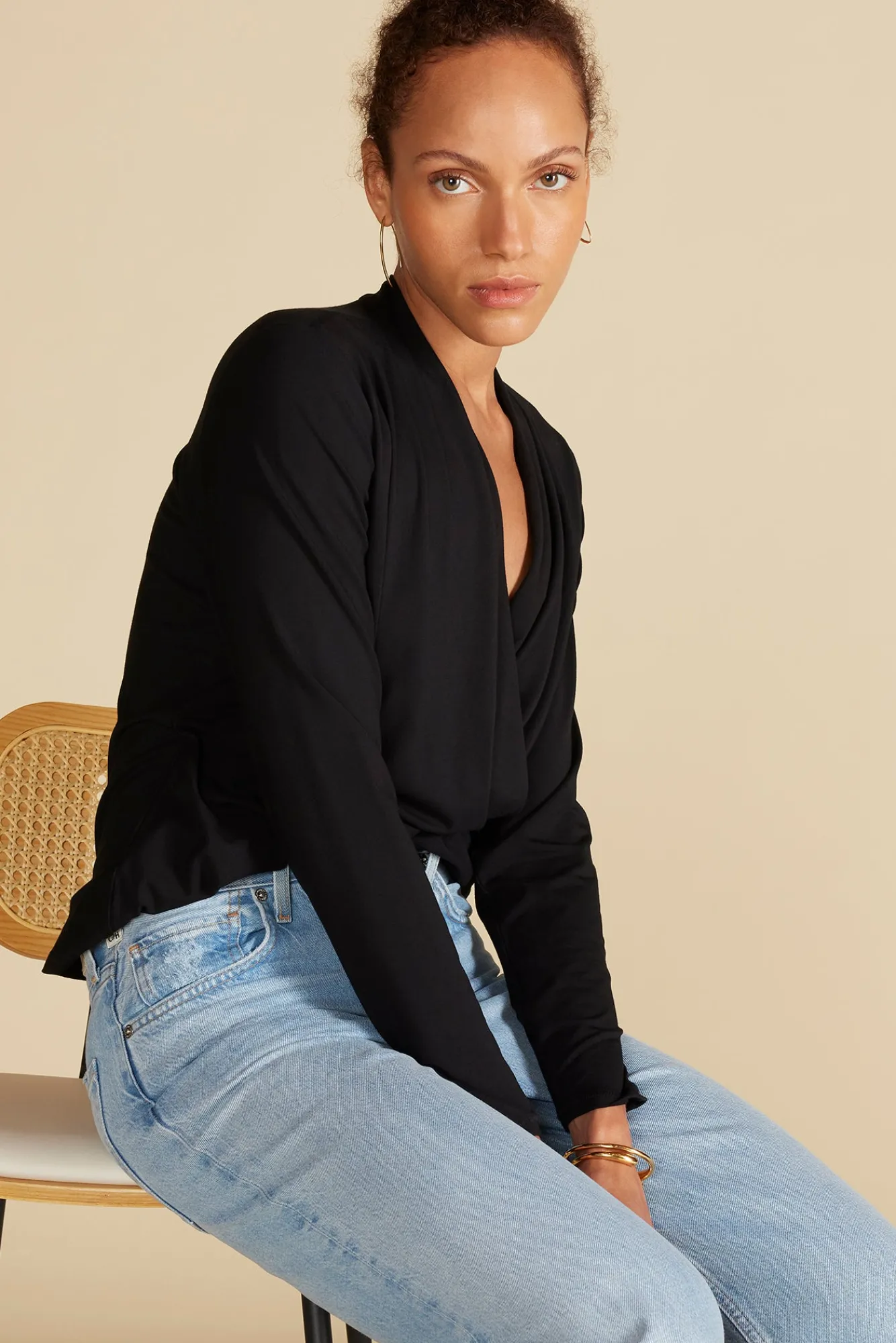 Amour Vert Calais Bamboo Knit Blouse- Blouses & Shirts|Tops