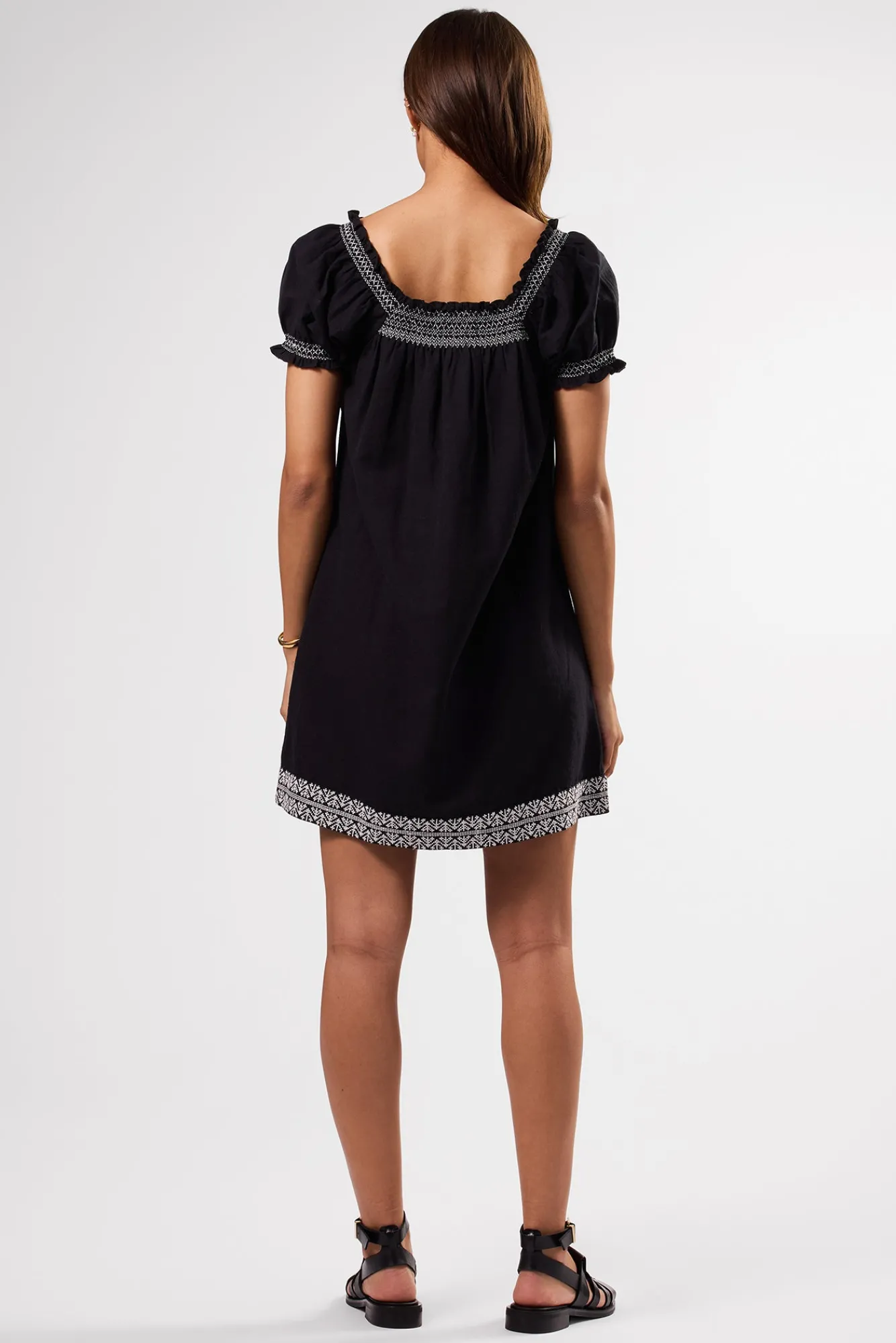 Amour Vert Smocked Embroidery Dress- Dresses|Clearance