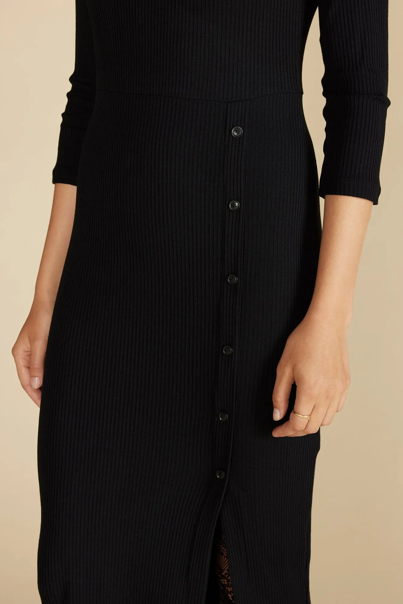 Amour Vert Angeline Paris Rib Midi Dress- Dresses