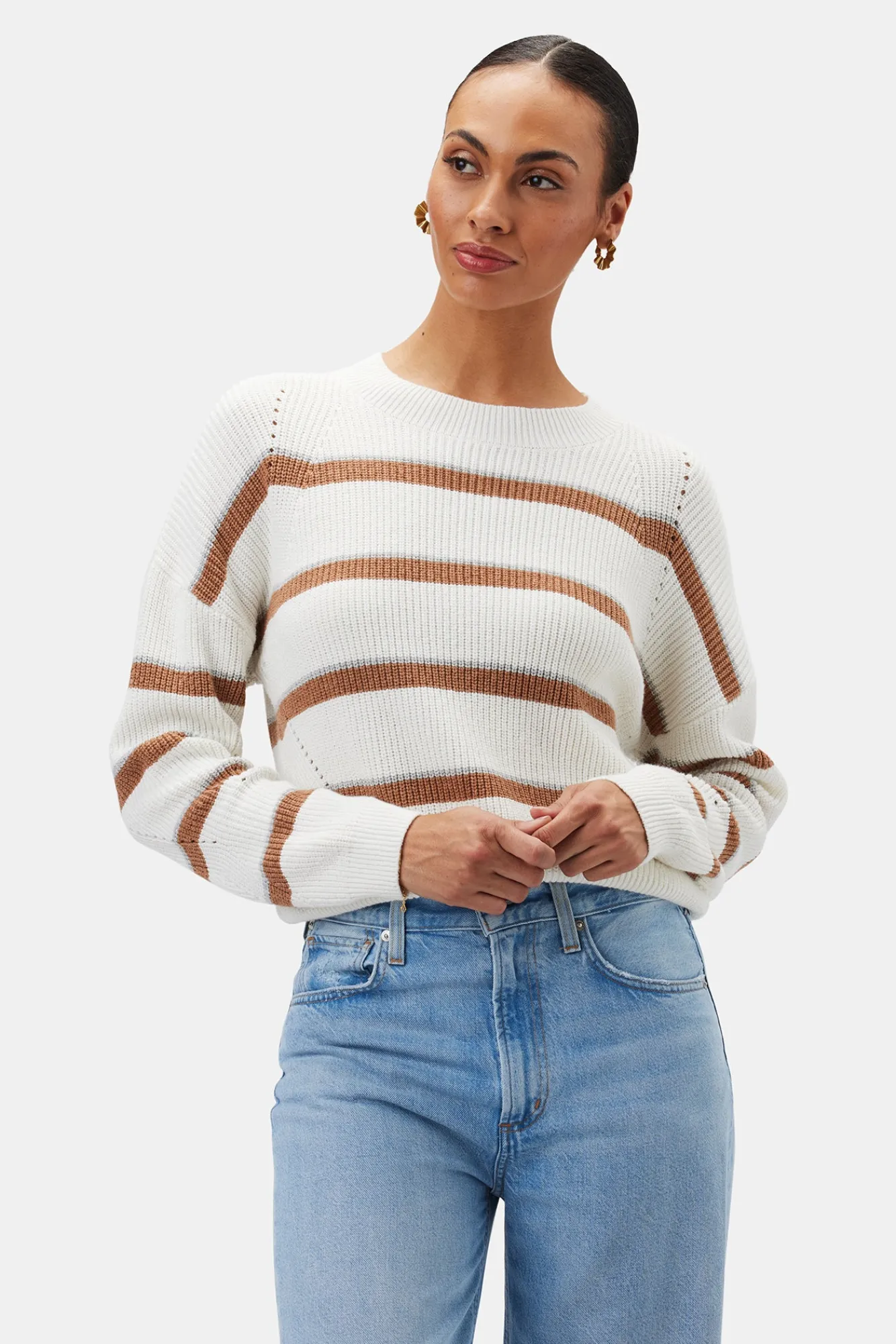 Amour Vert Emma Striped Sweater- Sweaters & Cardigans|Clearance