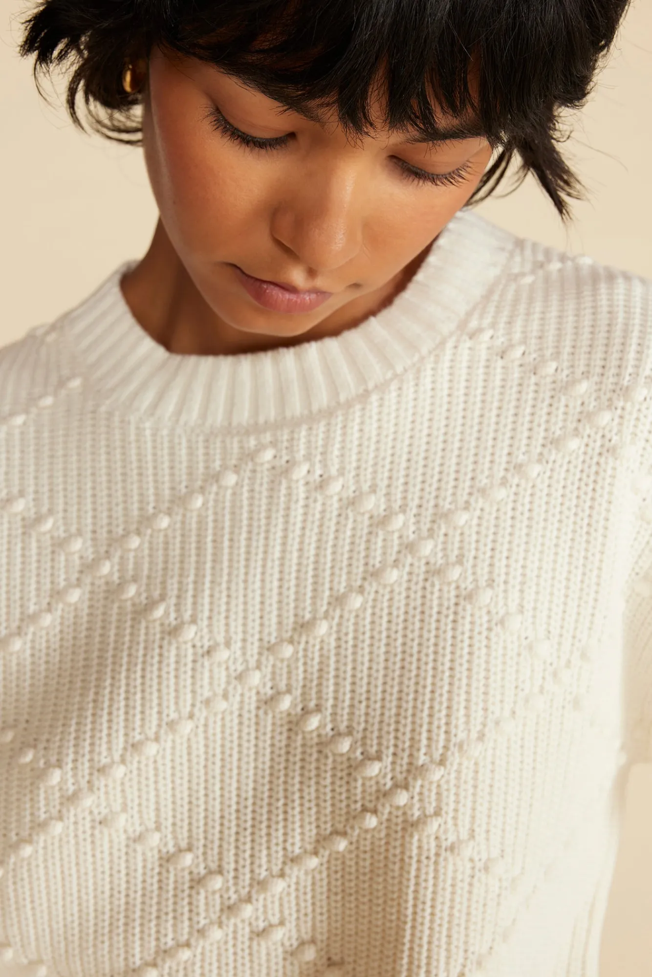 Amour Vert Madella Pom Pom Organic Cotton Sweater- Sweaters & Cardigans