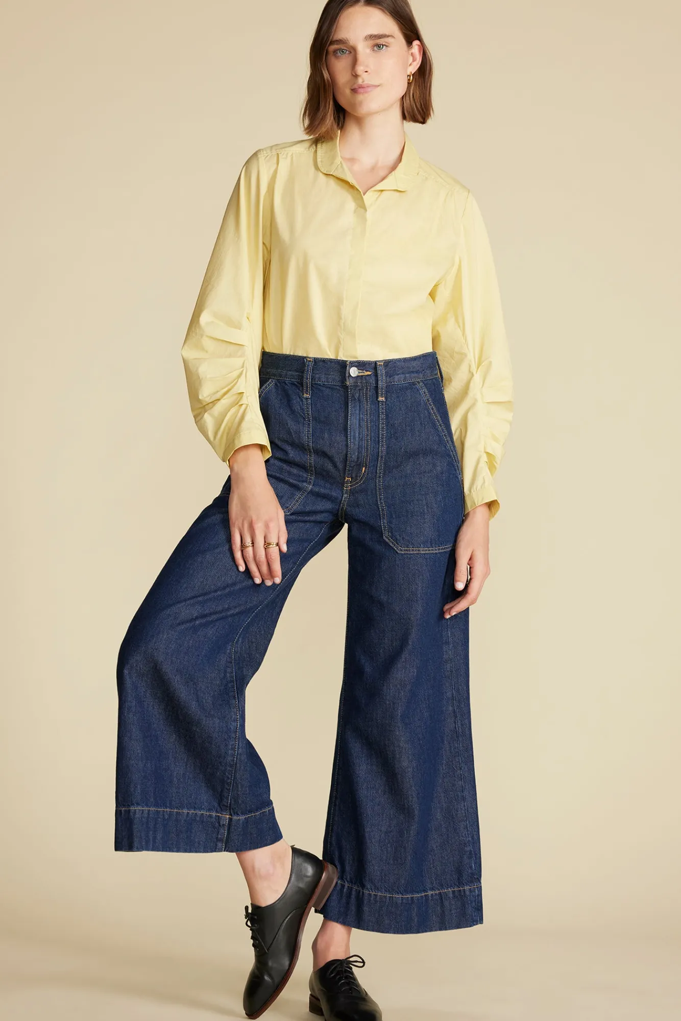 Amour Vert Averi Pleated Poplin Blouse- Blouses & Shirts|Tops