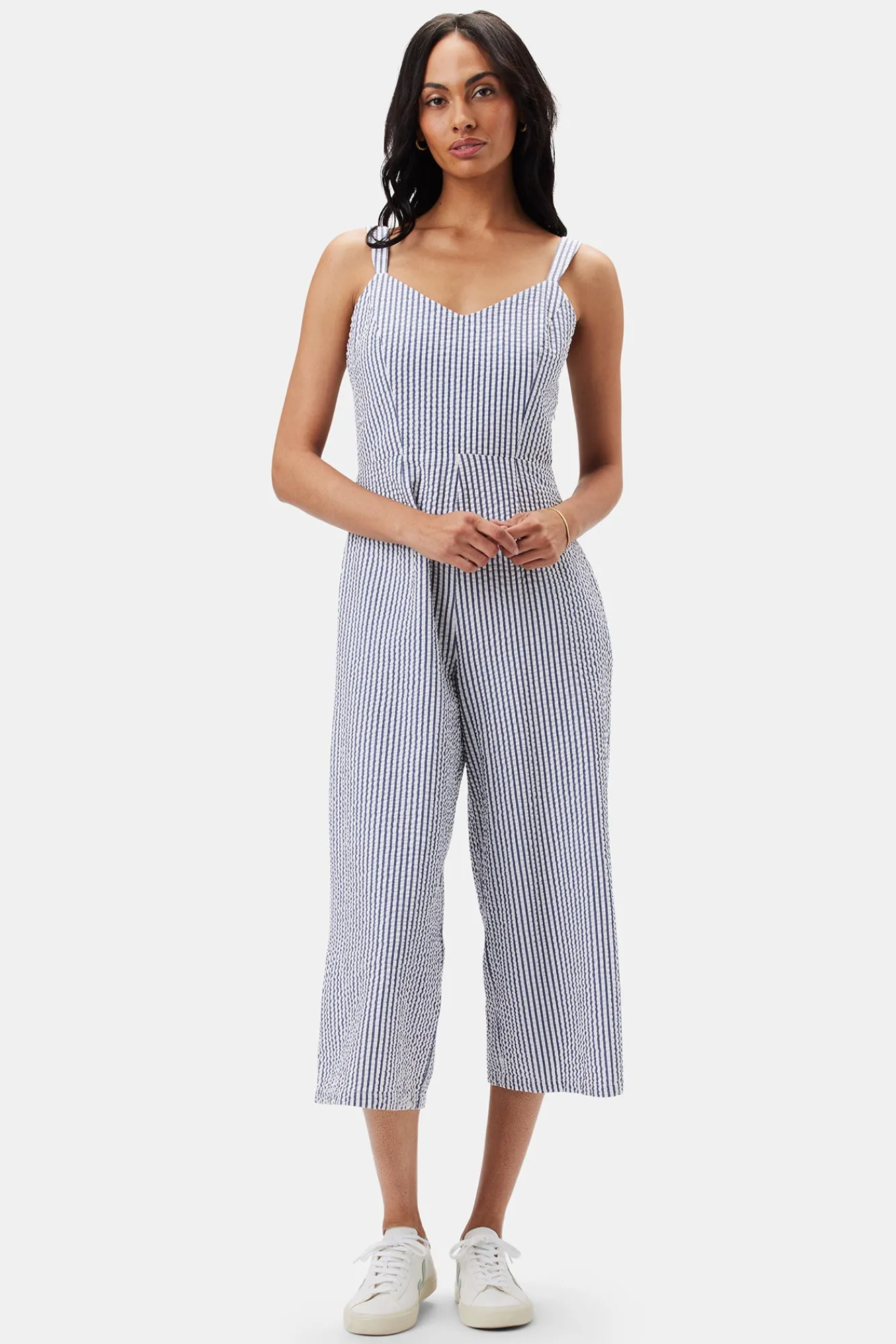 Amour Vert Taya Seersucker Jumpsuit- Jumpsuits|Clearance