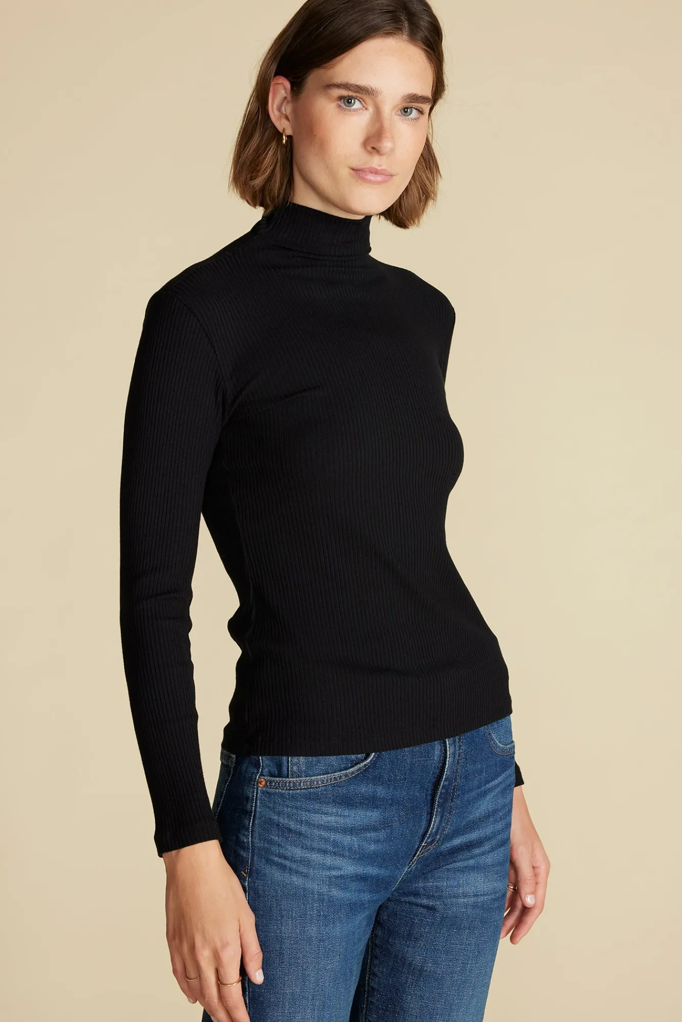 Amour Vert Lux Paris Rib Turtleneck- Tops