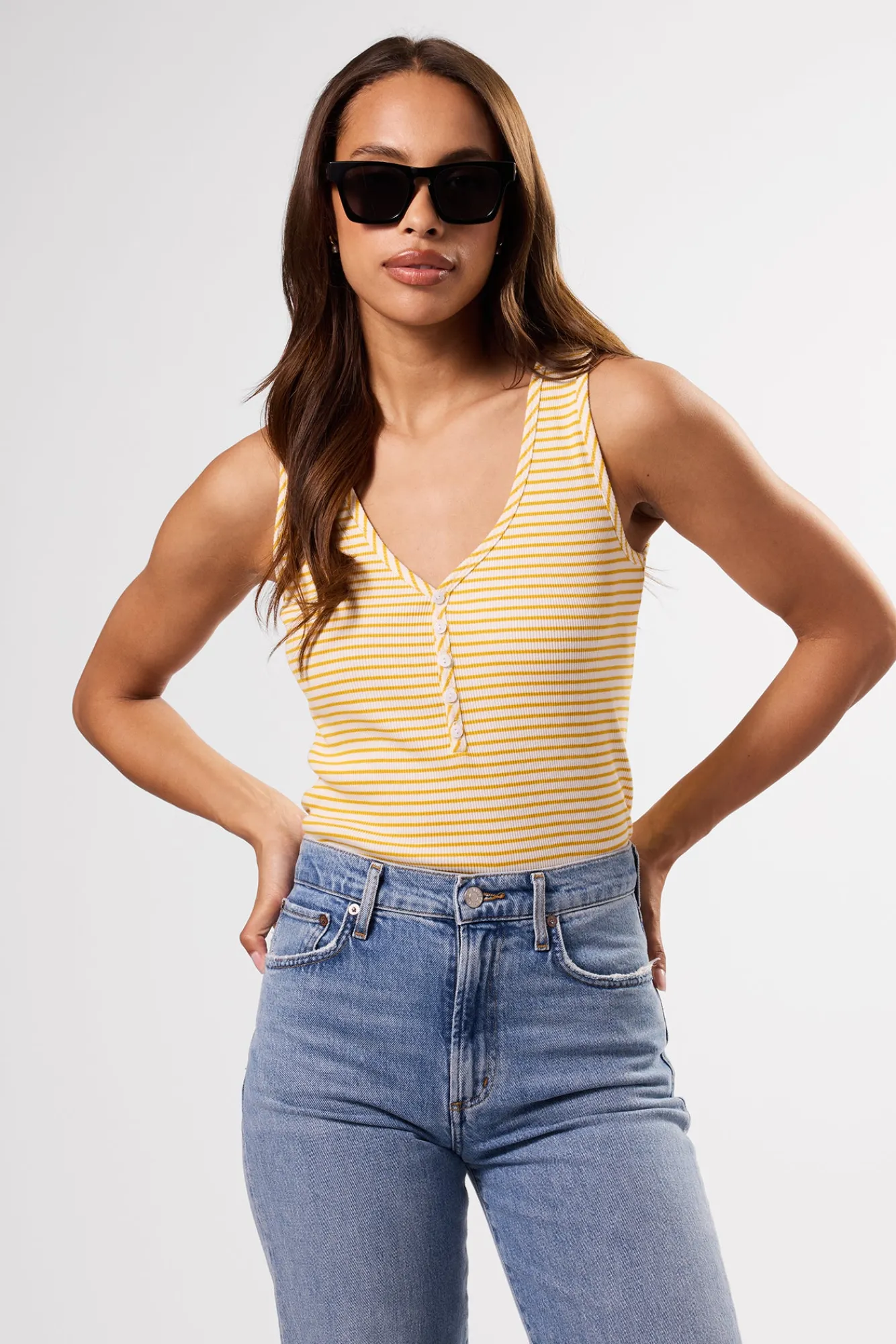 Amour Vert Deacon Organic Cotton Modal Rib Tank- Tops|Clearance