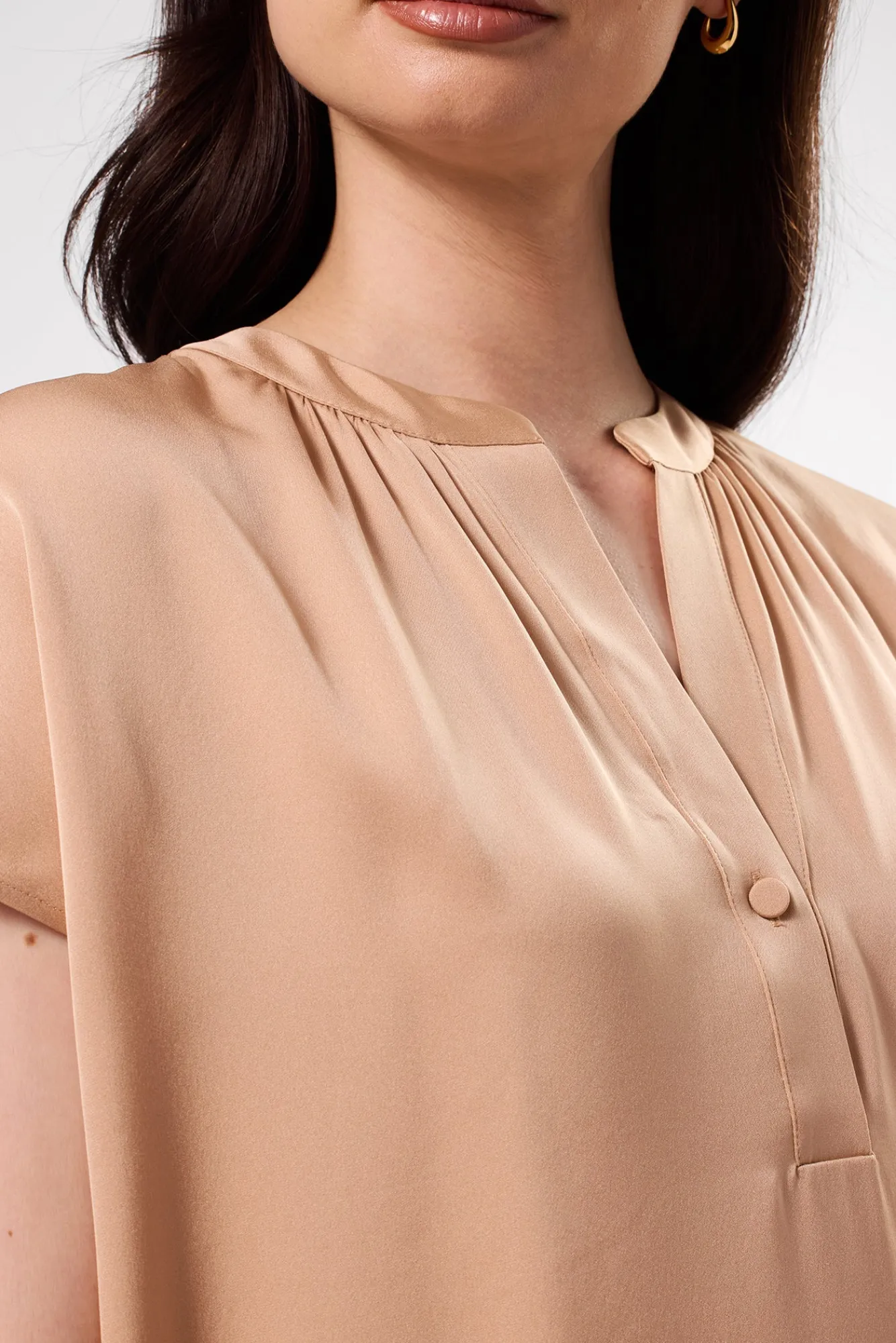 Amour Vert Renata Stretch Silk Blouse- Blouses & Shirts|Tops