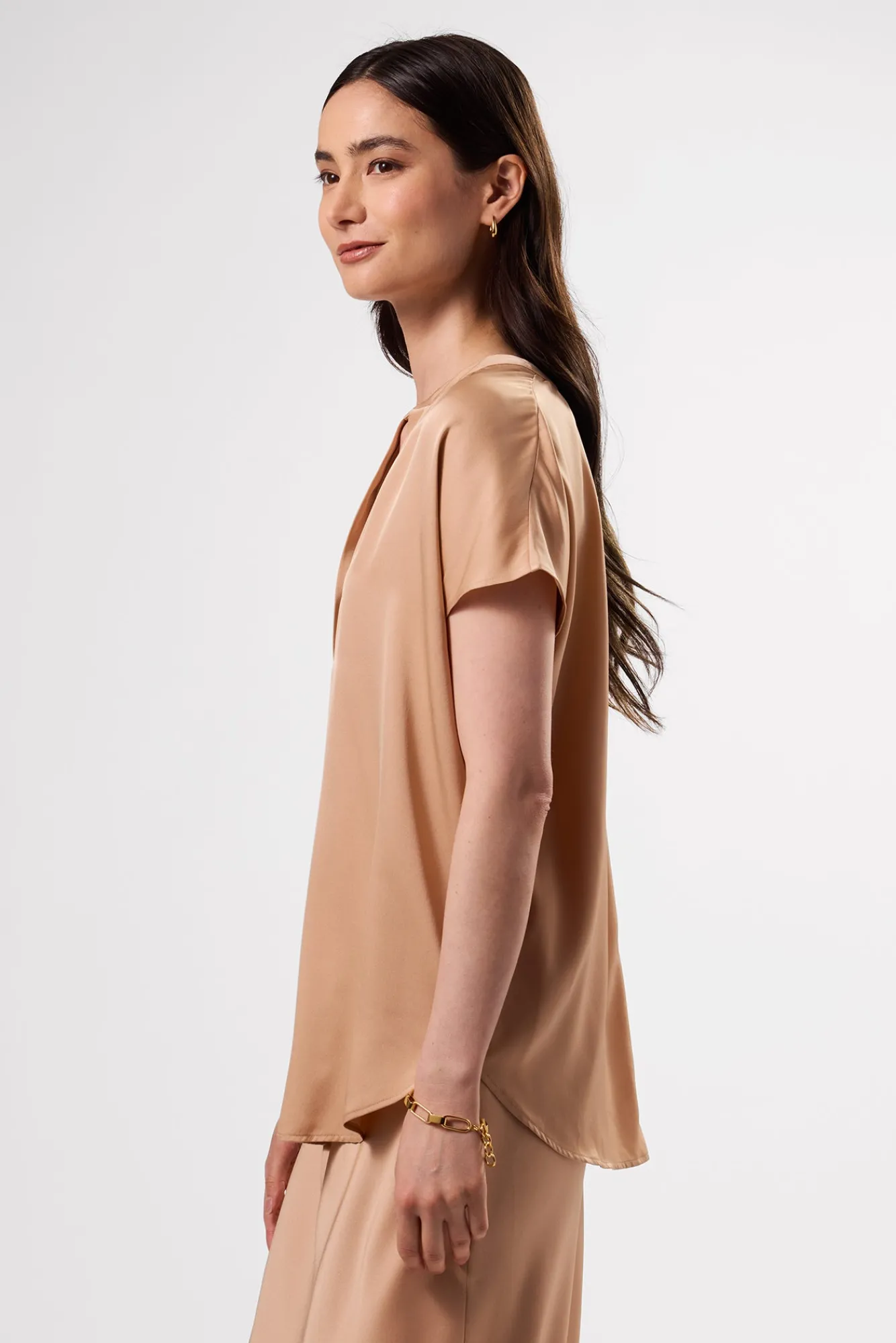 Amour Vert Renata Stretch Silk Blouse- Blouses & Shirts|Tops