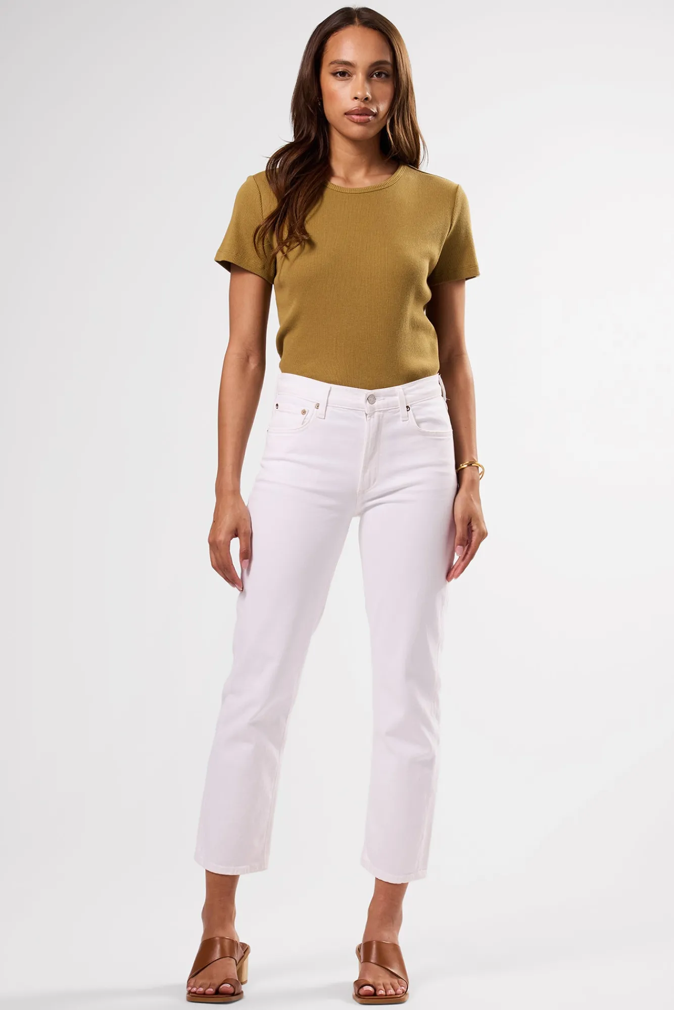 Amour Vert AGOLDE Kye Mid Rise Straight Crop- Denim|Pants