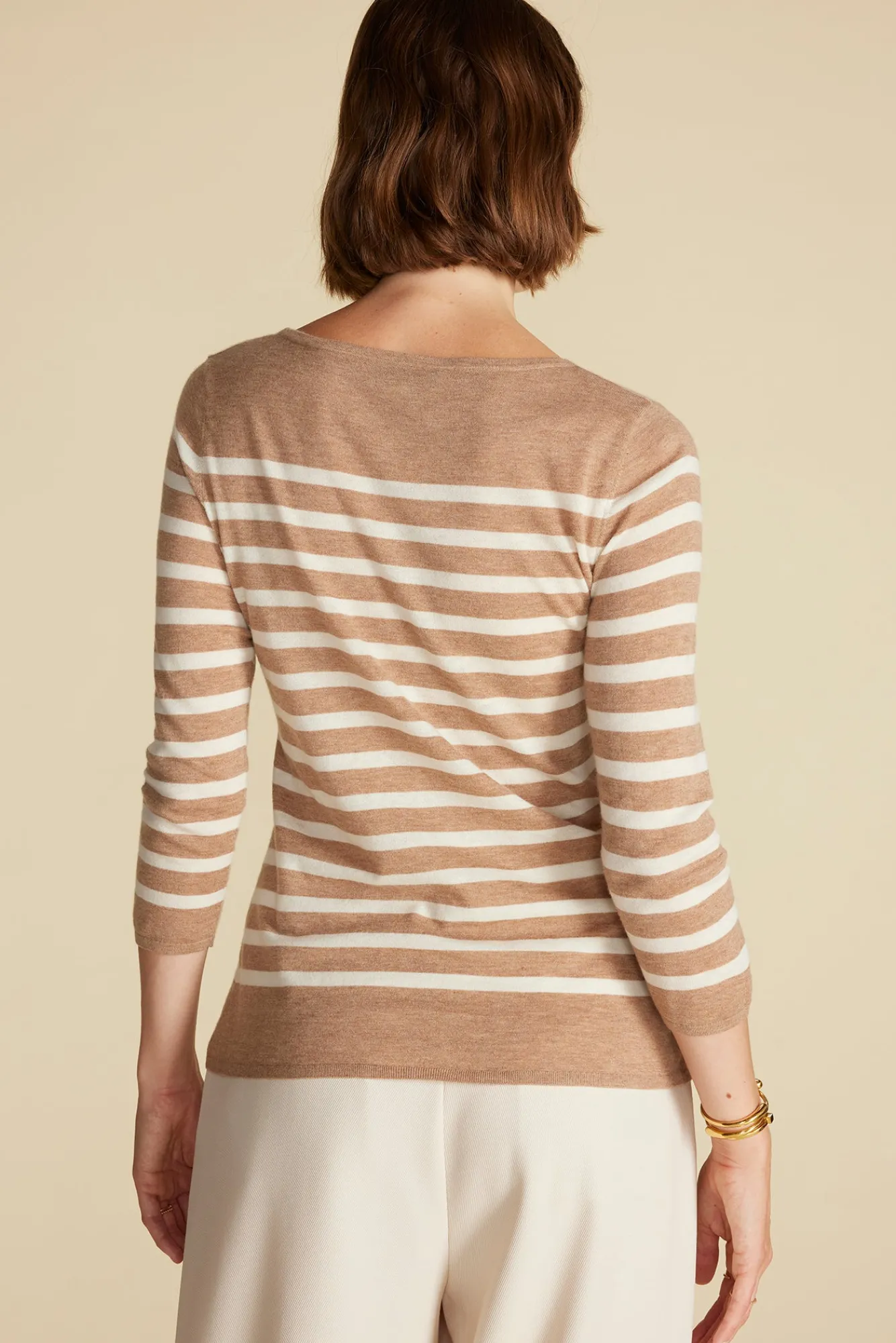 Amour Vert Fran Boatneck Striped Cashmere Sweater- Sweaters & Cardigans
