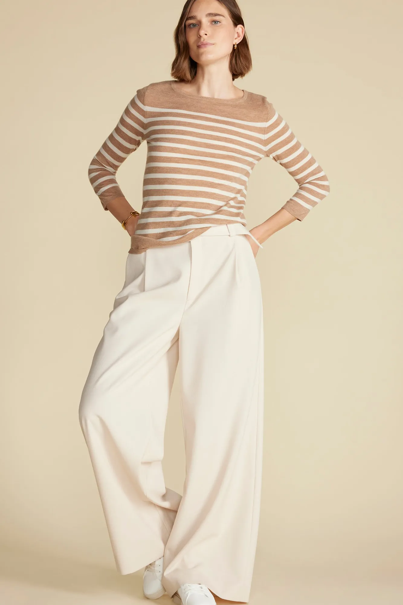 Amour Vert Fran Boatneck Striped Cashmere Sweater- Sweaters & Cardigans