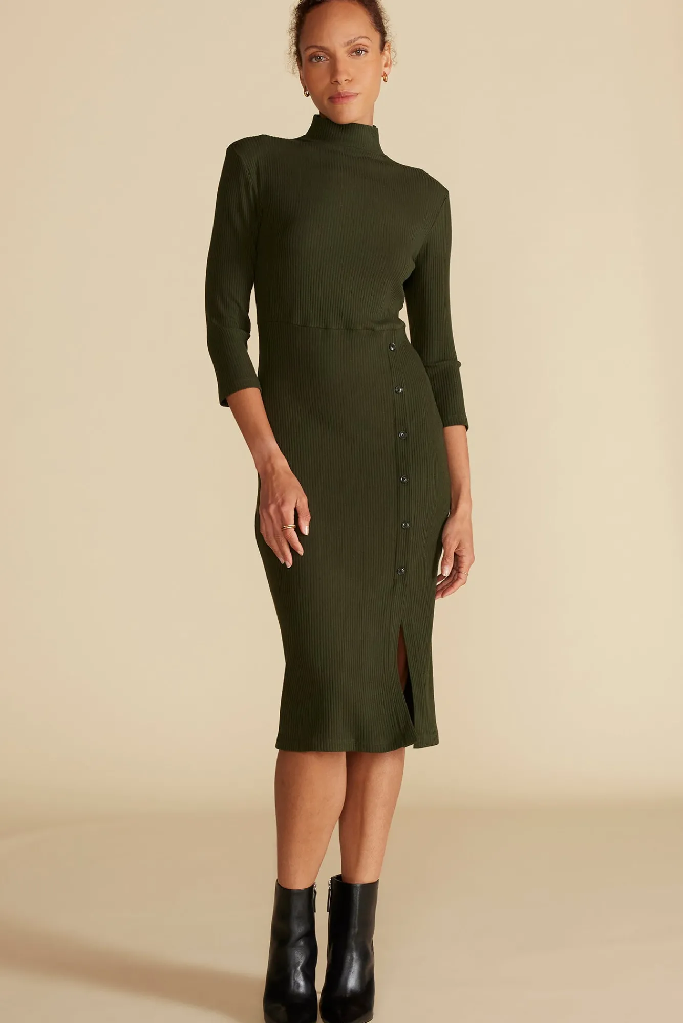 Amour Vert Angeline Paris Rib Midi Dress- Dresses