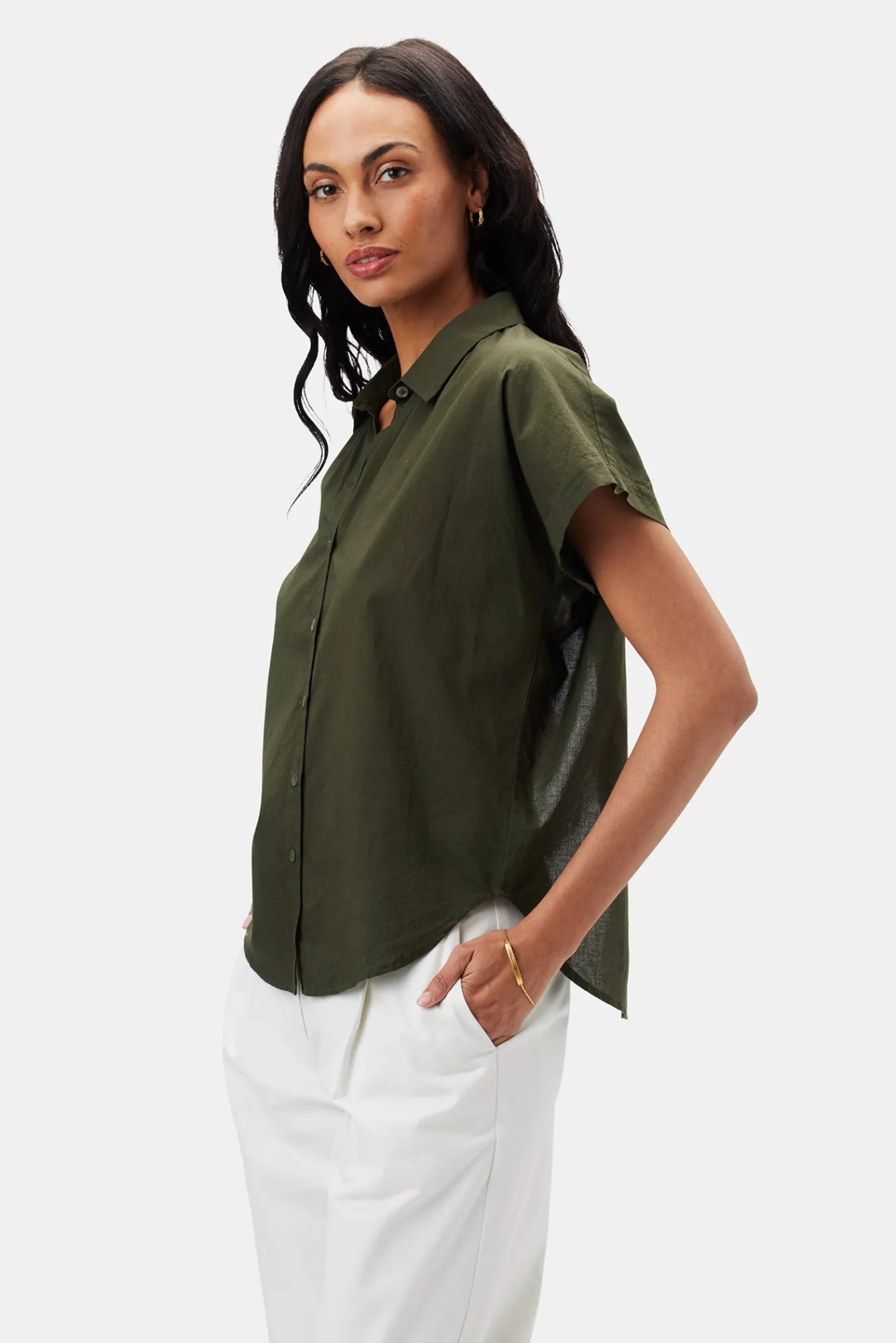 Amour Vert Renata Full Placket Blouse- Tops|Clearance