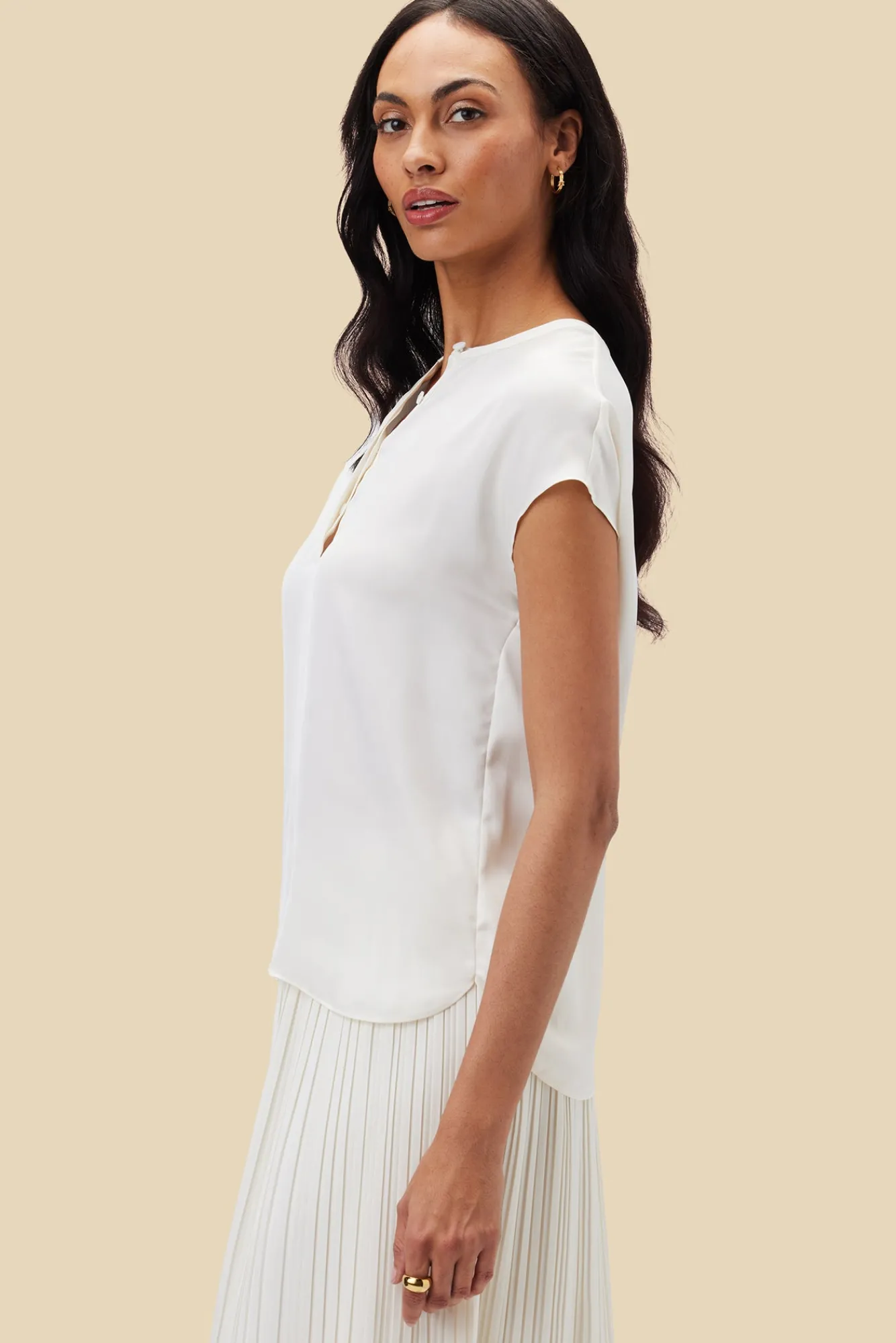 Amour Vert Ren Recycled Sateen Blouse- Blouses & Shirts|Tops