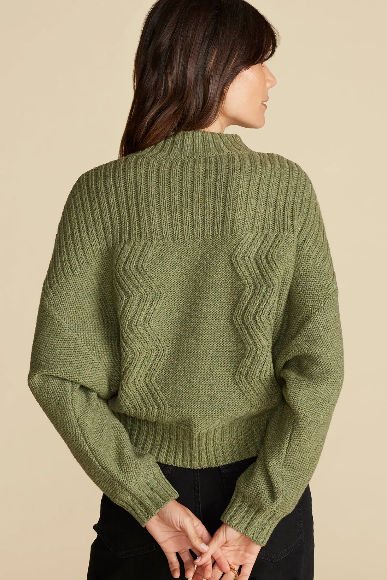 Amour Vert Cameryn Cable Knit Wool Sweater- Sweaters & Cardigans