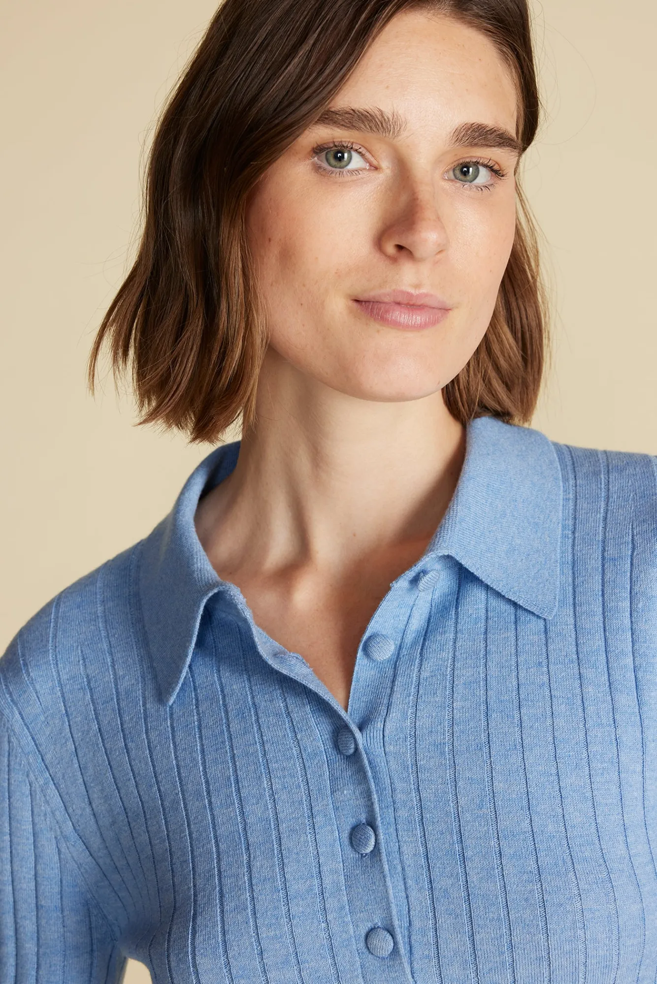 Amour Vert Lorraine Merino Wool Henley Sweater- Sweaters & Cardigans|Clearance