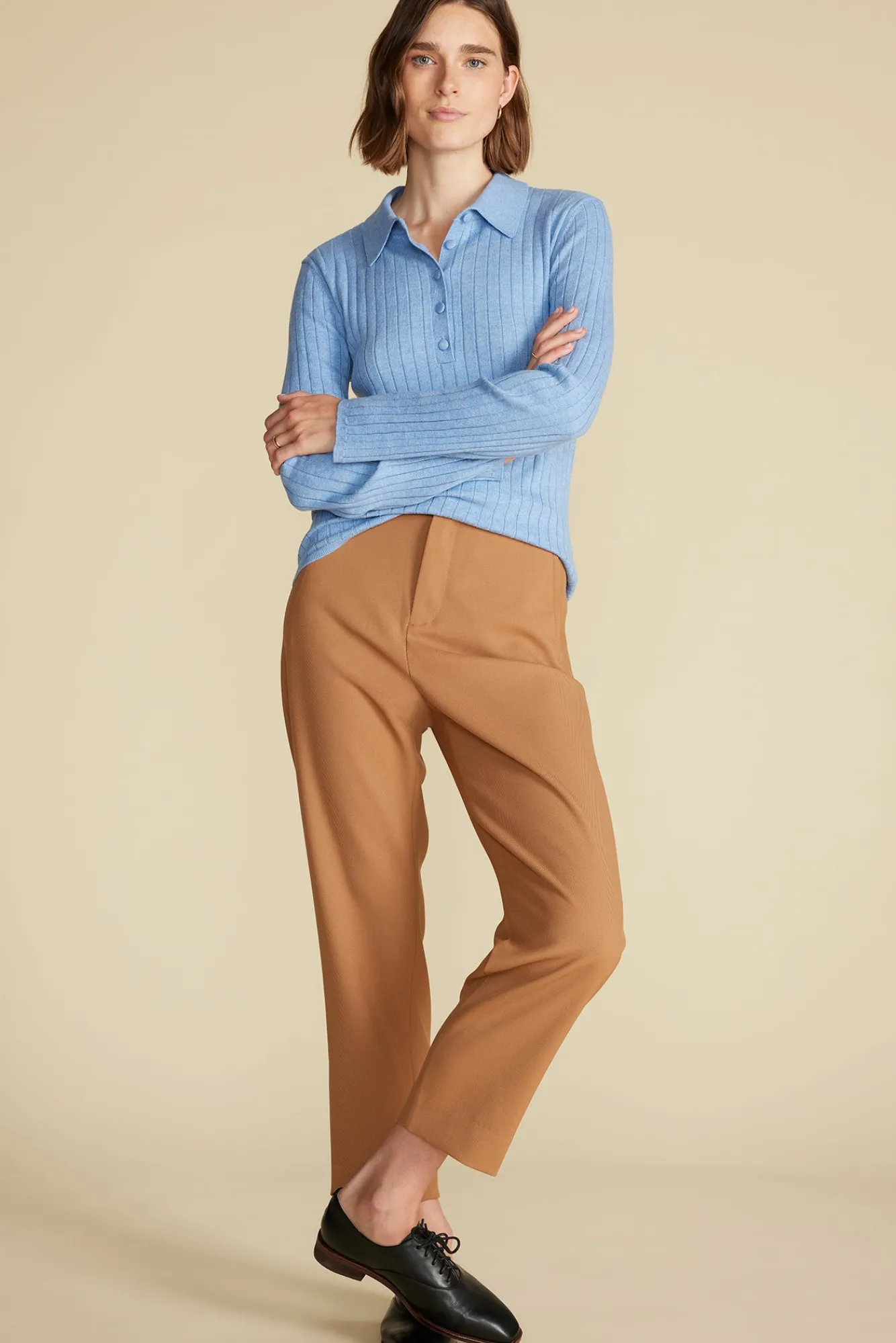 Amour Vert Lorraine Merino Wool Henley Sweater- Sweaters & Cardigans|Clearance