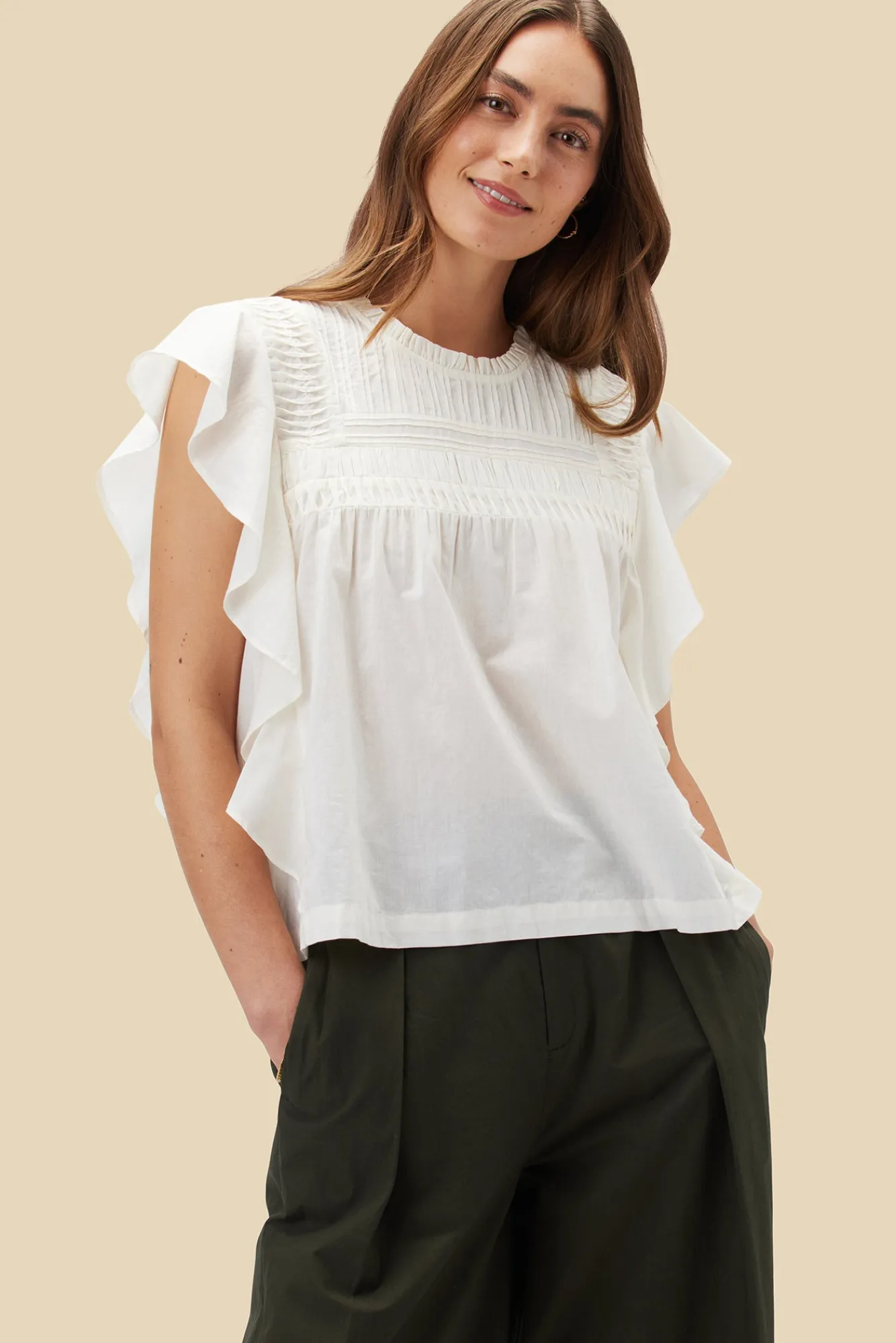 Amour Vert Aida Organic Cotton Blouse- Blouses & Shirts|Tops